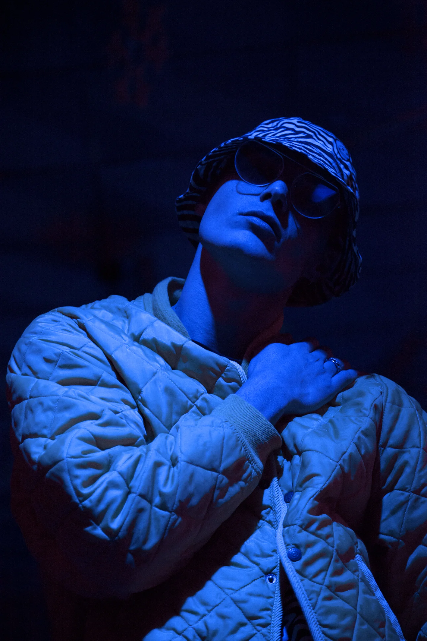 BUCKET HAT: CHEAP MONDAY EYEGLASSES: ASOS BOMBER: STYLIST’S OWN