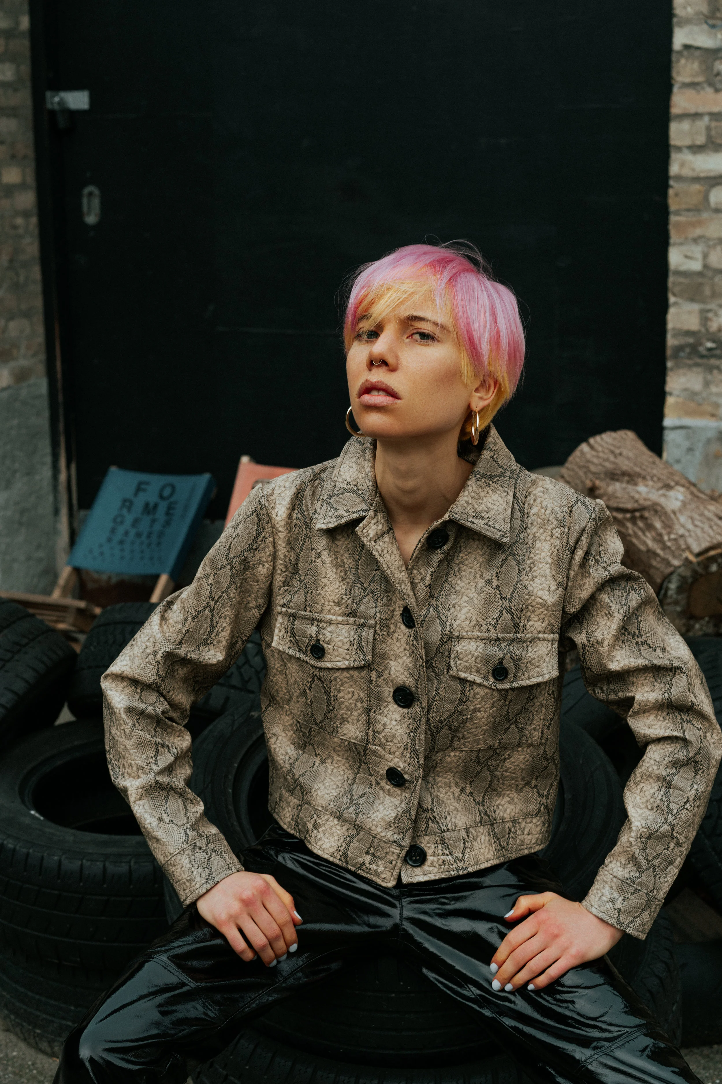 Leather jacket - Boohoo Leather pants - Gestuz Boots - Ganni
