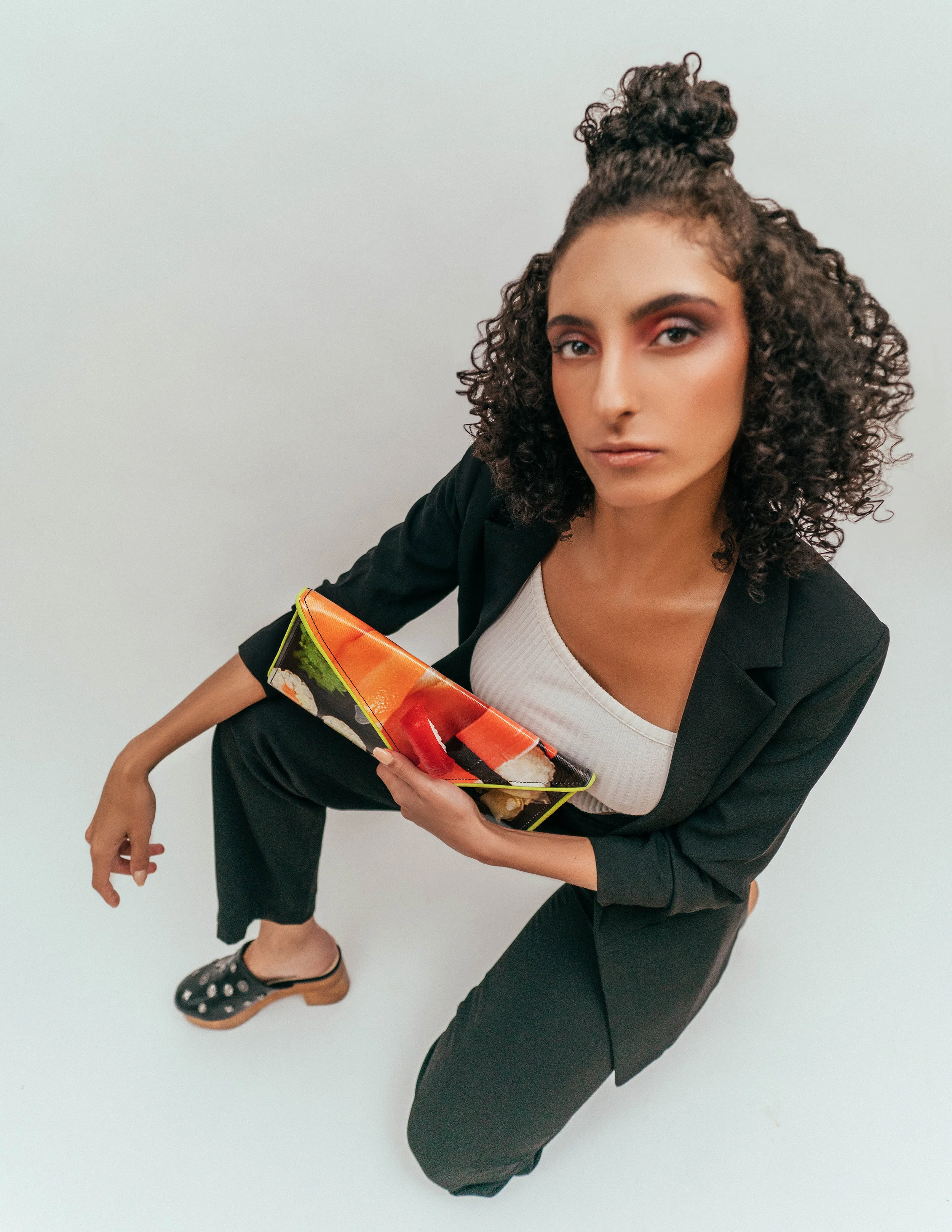 Suit: Zara, Top: Asos, Handbag: Kent Stetson