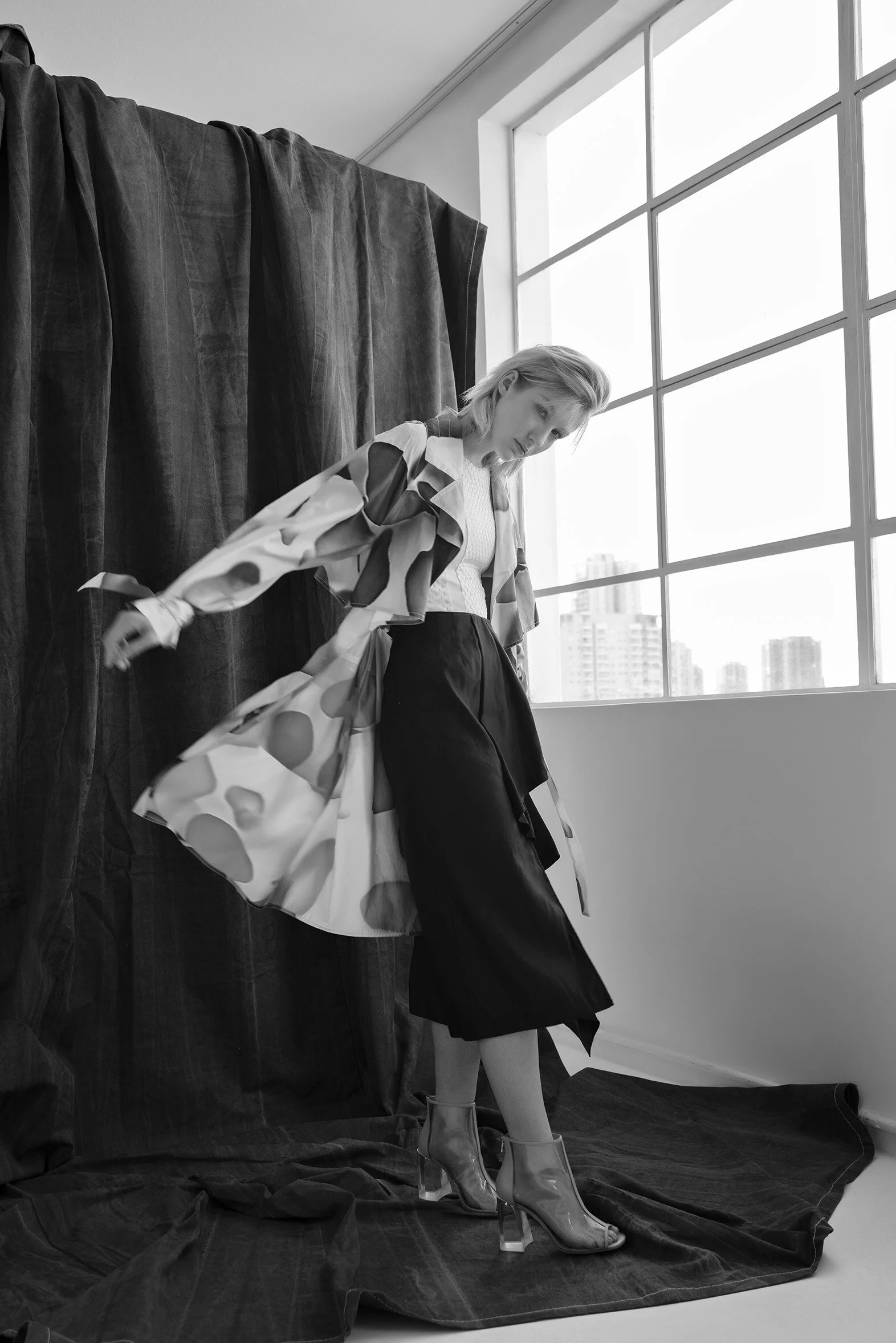 Coven cape and skirt Maison Alexandrine body Morena Rosa shoes