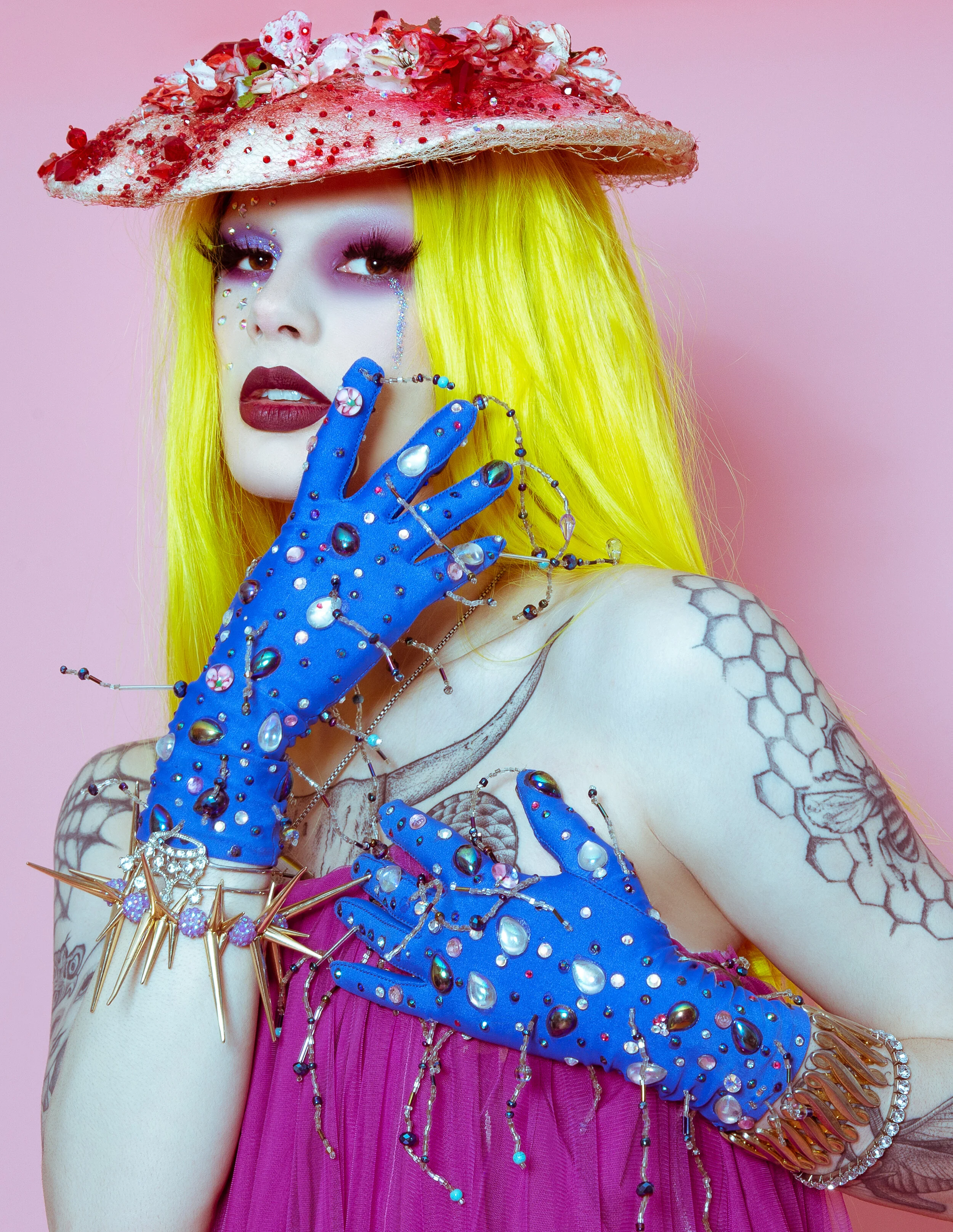 Hat & Gloves- Quin Black Dress- Akira