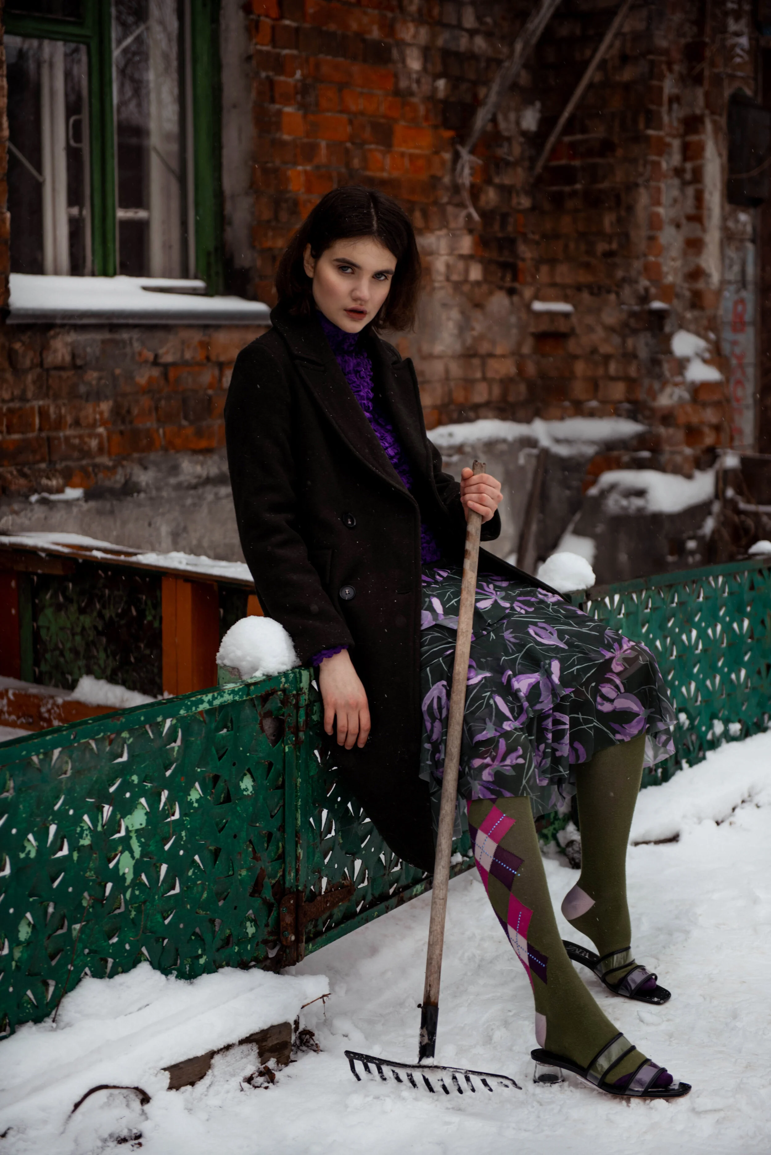 Photographer: Vladislav Vorontsov Model: Asya Pahtunova @envoleemodels Makeup Artist: Valeriya Chaika Fashion stylist: Madame_shi Виктория Шилова Wardrobe Credits: Coat-Reserved Pullover-Zara Skirt- Reserved Socks — Uterque Sandals — Zara