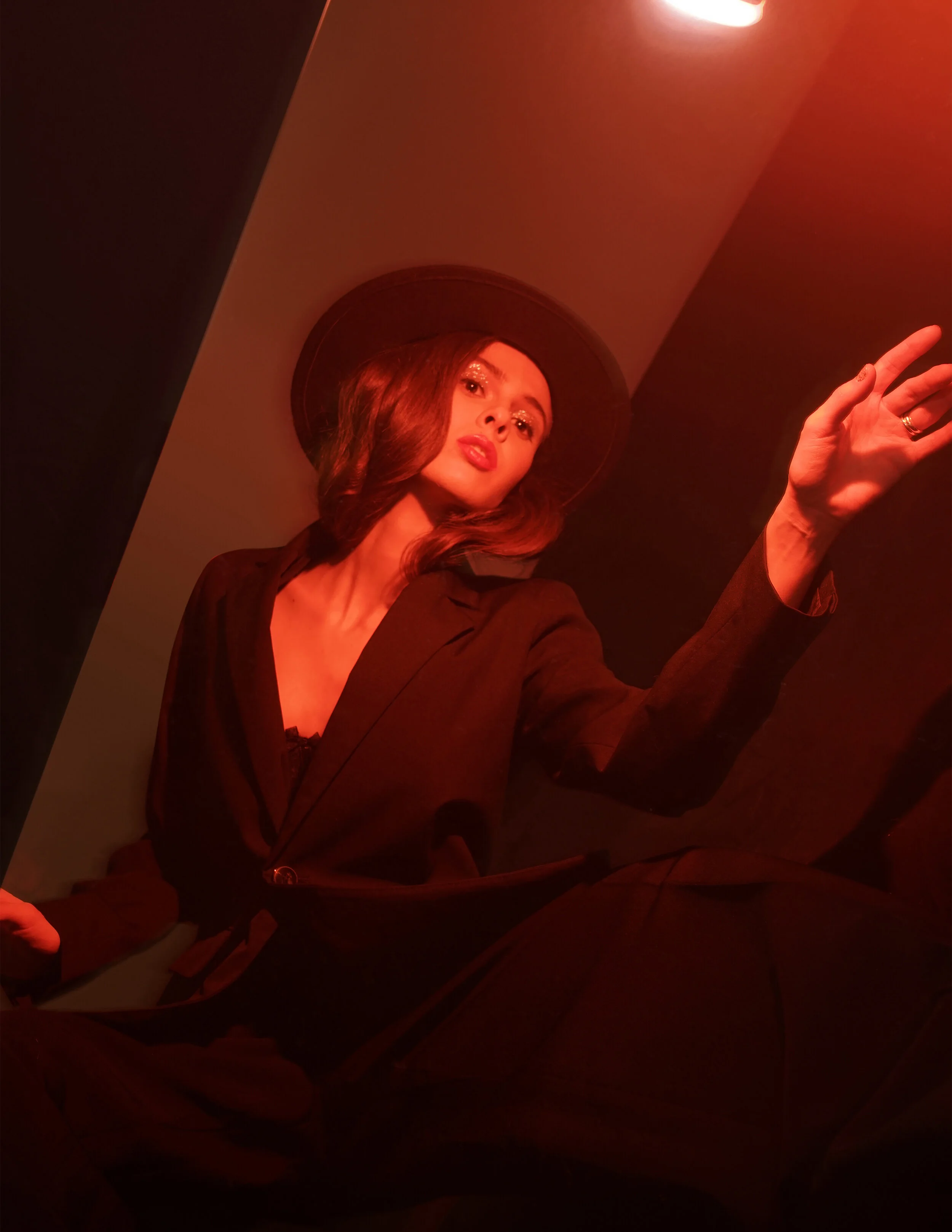 Photographer: Vitalii Moskalets Stylist/Female Model: Iryna Stepanenko Makeup Artist: Lena Ishchuk Hair Stylist: Olga Shapovalova Wardrobe Credits: Hat: Vintage Jacket: Pull&Bear Pans: Vintage Bra: VE.NU.S Sandals: Asos