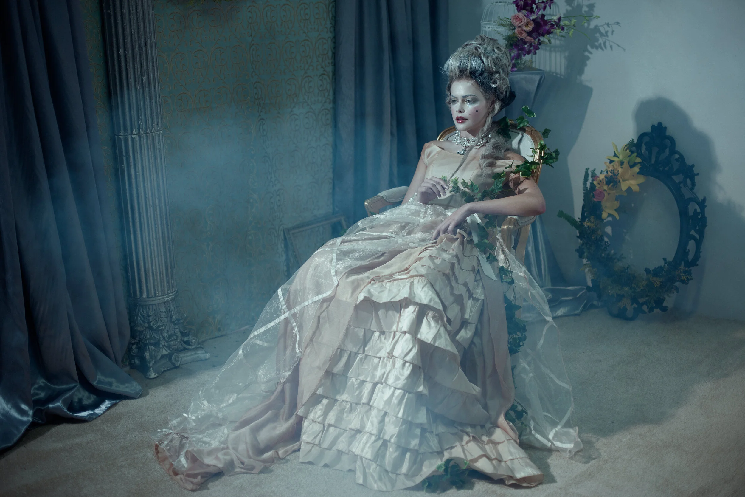 Photographer: René Salvador Female Model: Taylor Marie Cowhey Makeup Artist: Isabel Valencia Hair Stylist: Markuz Royale Fashion Designer: Diana Prince Jewelry Designer: Angelina Noir Flower Arranger: Lana Rose Wardrobe Credits: Wardrobe