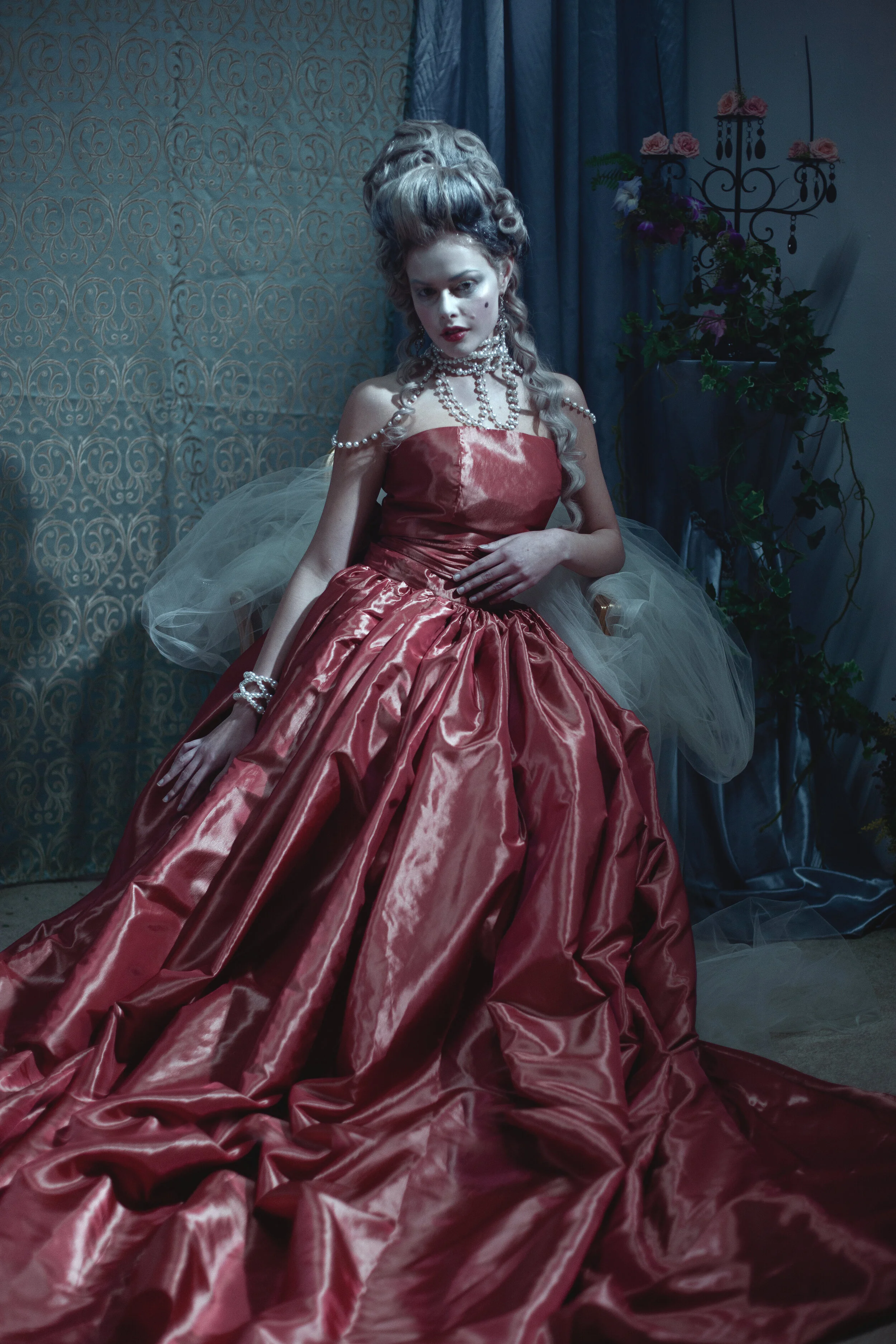 Photographer: René Salvador Female Model: Taylor Marie Cowhey Makeup Artist: Isabel Valencia Hair Stylist: Markuz Royale Fashion Designer: Diana Prince Jewelry Designer: Angelina Noir Flower Arranger: Lana Rose Wardrobe Credits: Wardrobe by