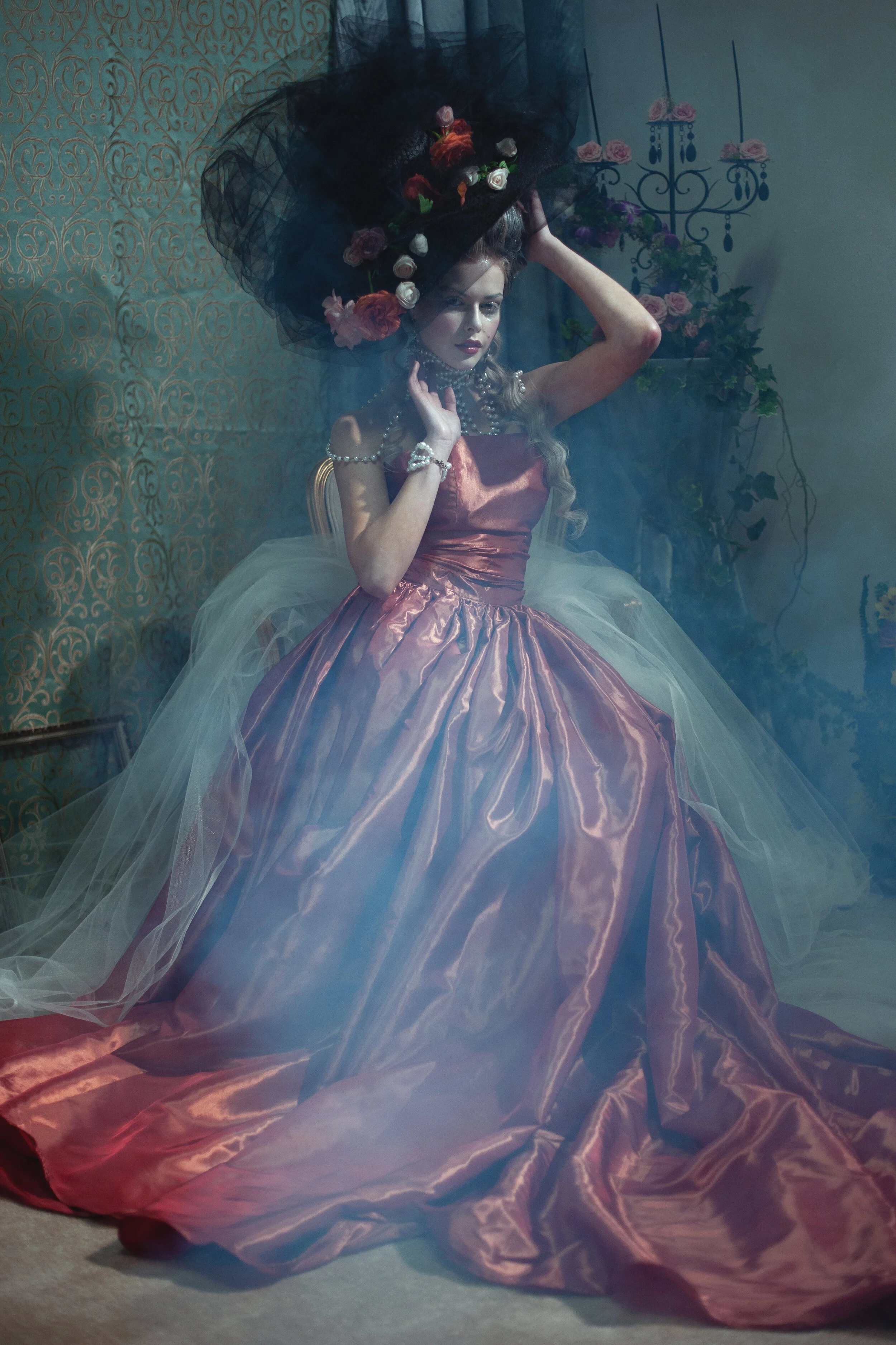 Photographer: René Salvador Female Model: Taylor Marie Cowhey Makeup Artist: Isabel Valencia Hair Stylist: Markuz Royale Fashion Designer: Diana Prince Jewelry Designer: Angelina Noir Flower Arranger: Lana Rose Wardrobe Credits: Wardrobe by