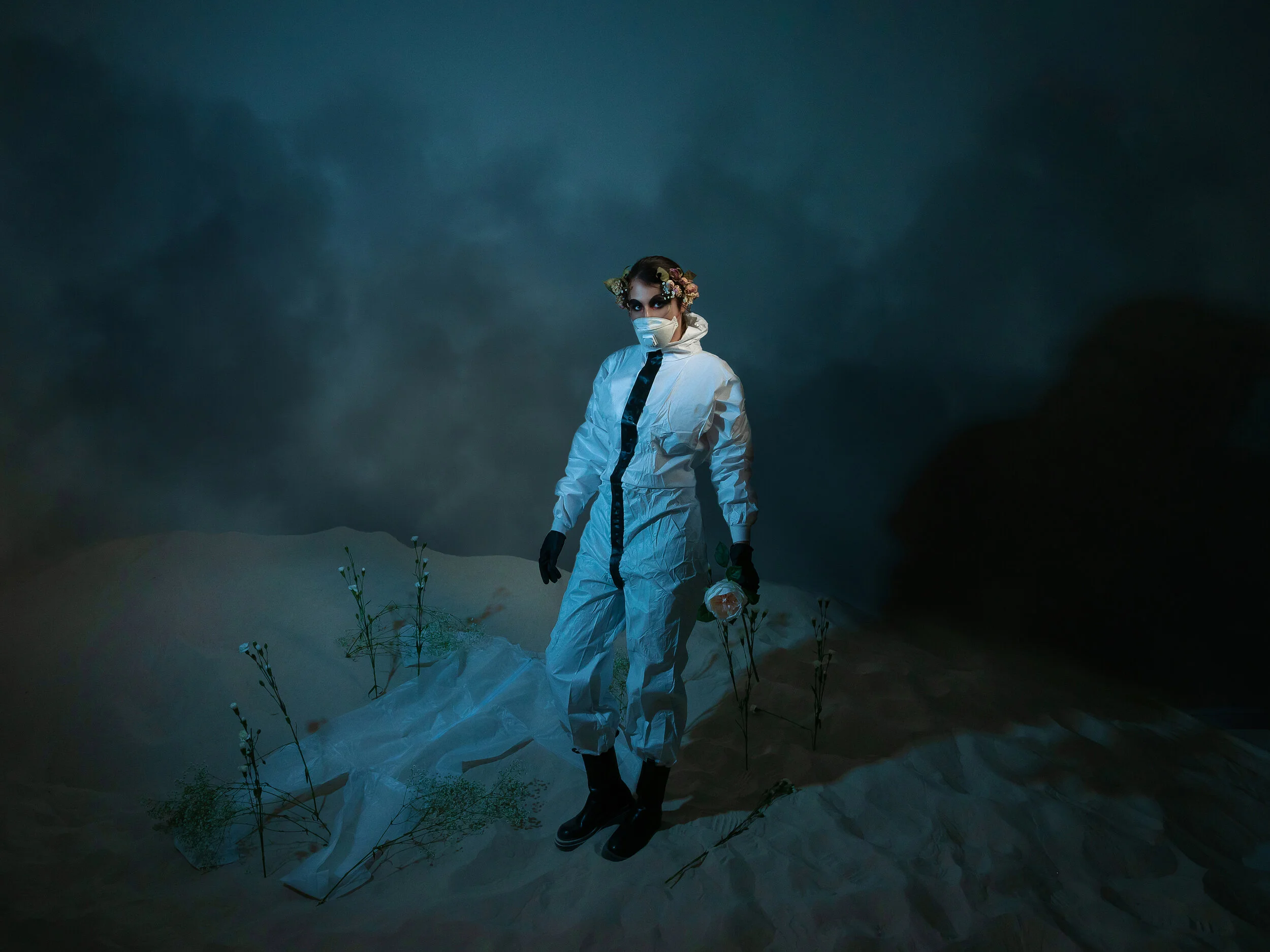 Photographer: Dmitrii Militonov Female Model: Anastasia Shchinova Makeup Artist/Hair Stylist: Anna Martynova Wardrobe Stylist: Anastasiia Iarkina Retoucher: Ira Zavarina Wardrobe Credits: Hazmat suit: Delta Mask: ЗМ Boots: stylist property