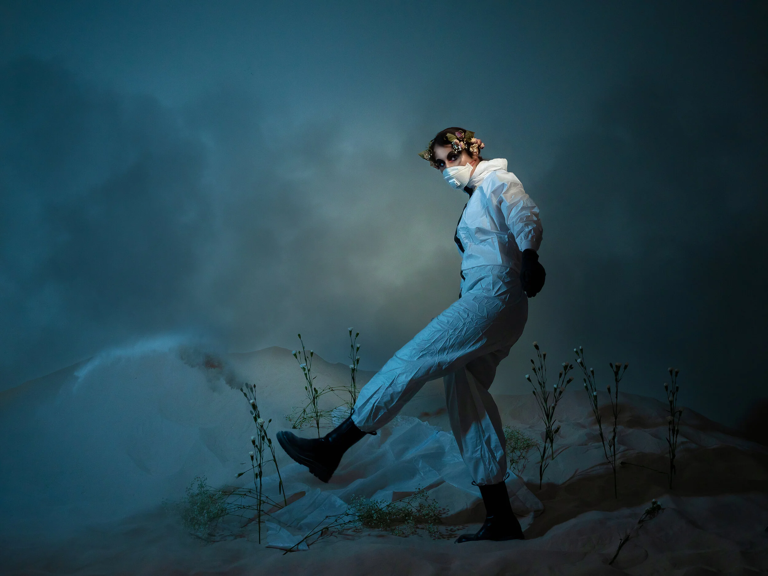 Photographer: Dmitrii Militonov Female Model: Anastasia Shchinova Makeup Artist/Hair Stylist: Anna Martynova Wardrobe Stylist: Anastasiia Iarkina Retoucher: Ira Zavarina Wardrobe Credits: Hazmat suit: Delta Mask: ЗМ Boots: stylist property