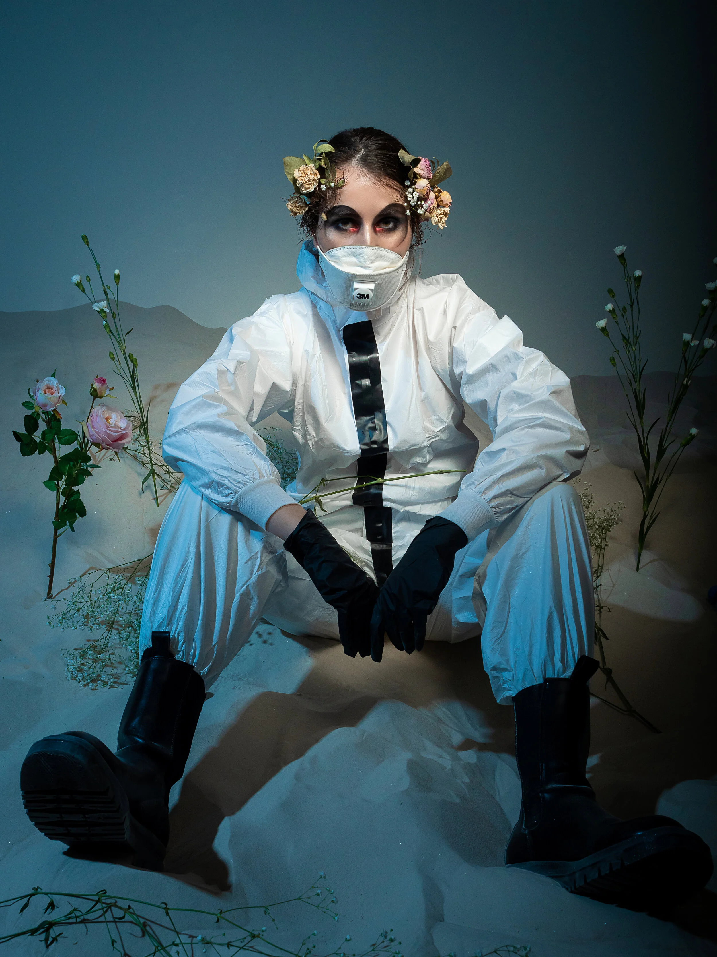 Photographer: Dmitrii Militonov Female Model: Anastasia Shchinova Makeup Artist/Hair Stylist: Anna Martynova Wardrobe Stylist: Anastasiia Iarkina Retoucher: Ira Zavarina Wardrobe Credits: Hazmat suit: Delta Mask: ЗМ Boots: stylist property