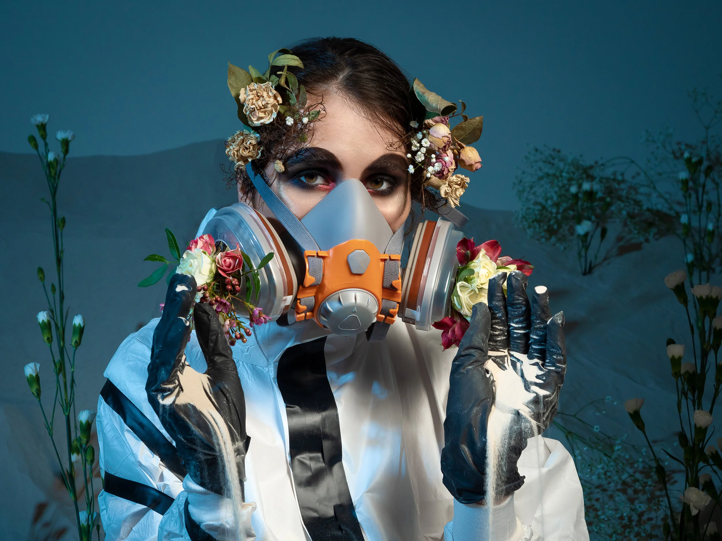 Photographer: Dmitrii Militonov Female Model: Anastasia Shchinova Makeup Artist/Hair Stylist: Anna Martynova Wardrobe Stylist: Anastasiia Iarkina Retoucher: Ira Zavarina Wardrobe Credits: Hazmat suit: Delta Mask: ЗМ Boots: stylist property