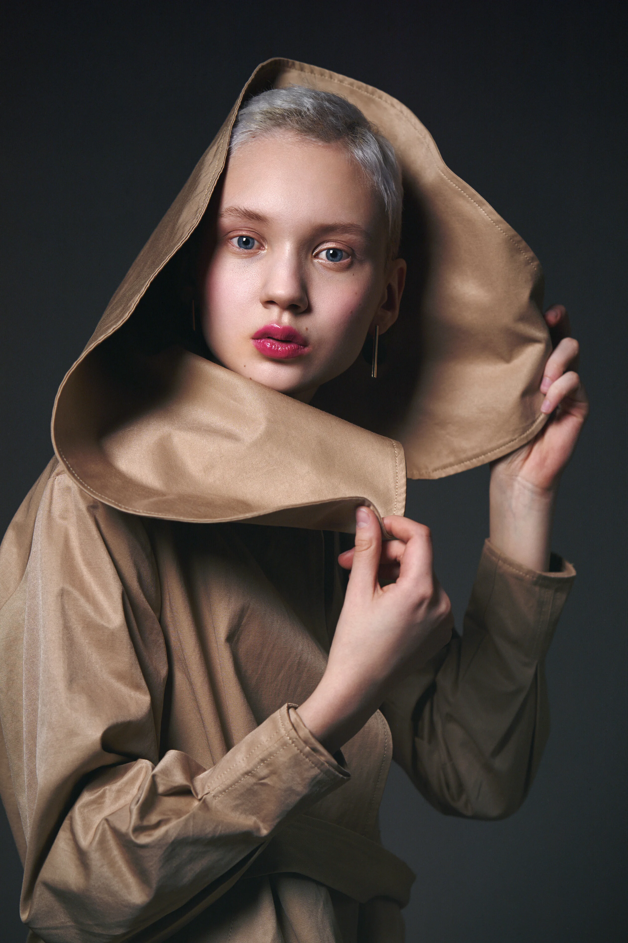 Photographer: Elena Mineeva Female Model: Kat @twainmanagement Makeup Artist: Catherine Antonova Stylist Assistant: Renata Raiskaya Assistant: Alexey Dimov Retoucher: Julia Mineeva Wardrobe Credits: Coat Elsobo