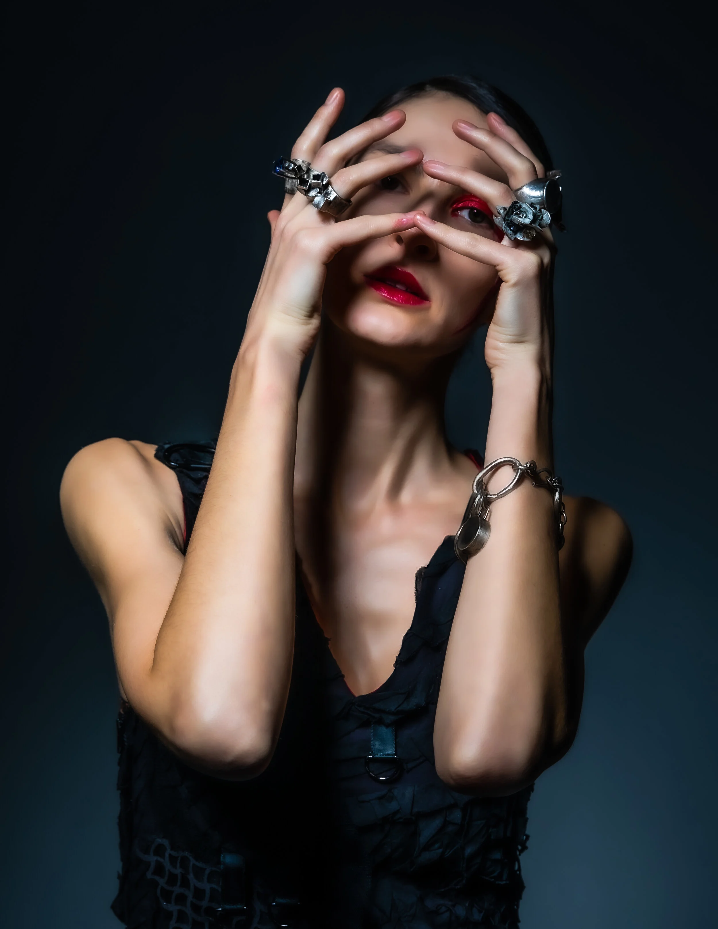 Photographer: Stephen Mihalchik Model: Olga Savina @Fenton Models Creative Director: Chris Lavish Makeup Artist: Mitch Yoshida Art Director/Hair Stylist: Hair Stylist Jason Linkow Assistant: Jonathan Fang Wardrobe Credits: Black Dress Vid