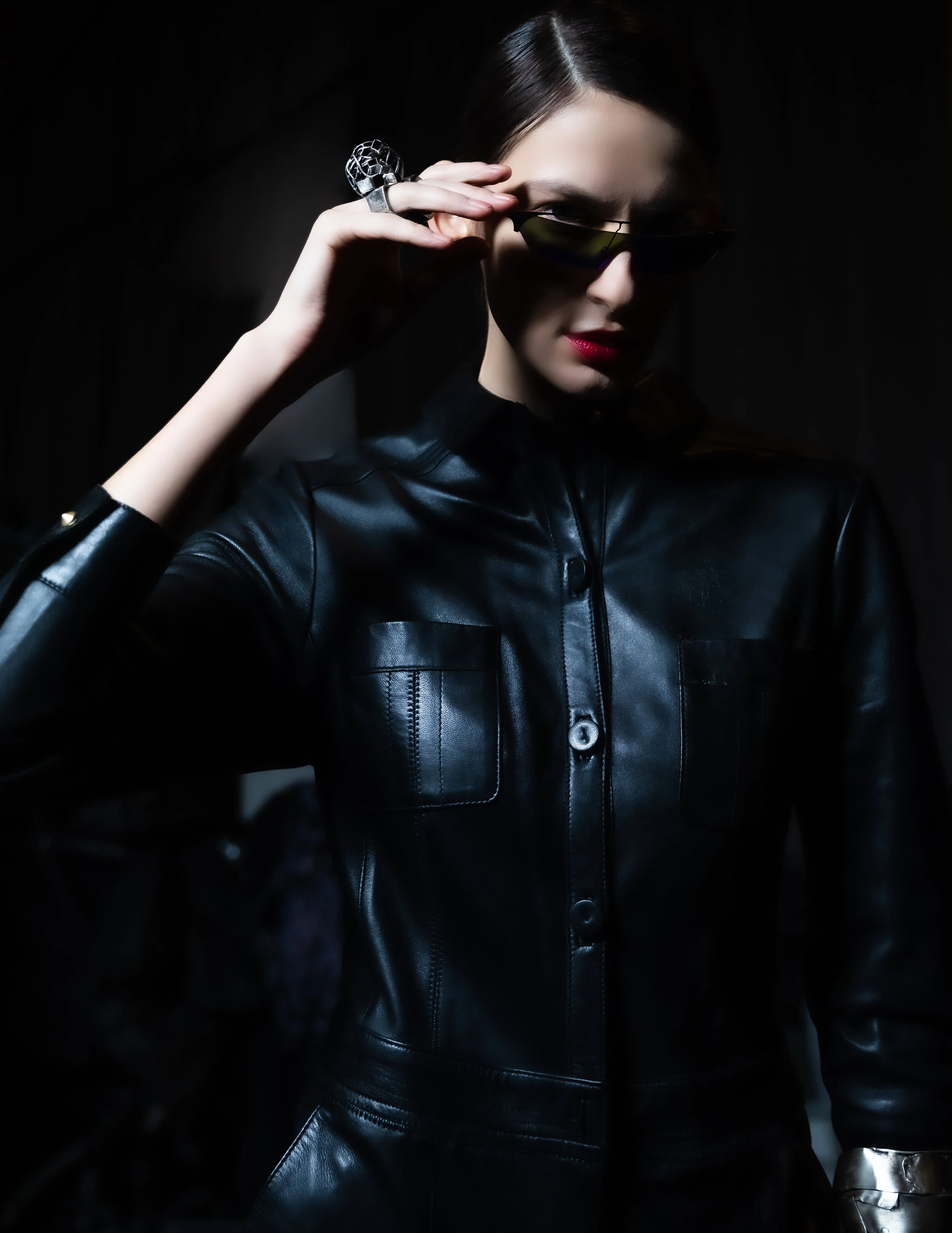 Photographer: Stephen Mihalchik Female Model: Olga Savina @Fenton Models Makeup Artist: Mitch Yoshida Art Director/Hair Stylist: Hair Stylist Jason Linkow Creative Director: Chris Lavish Assistant: Jonathan Fang Wardrobe Credits: Black Leather