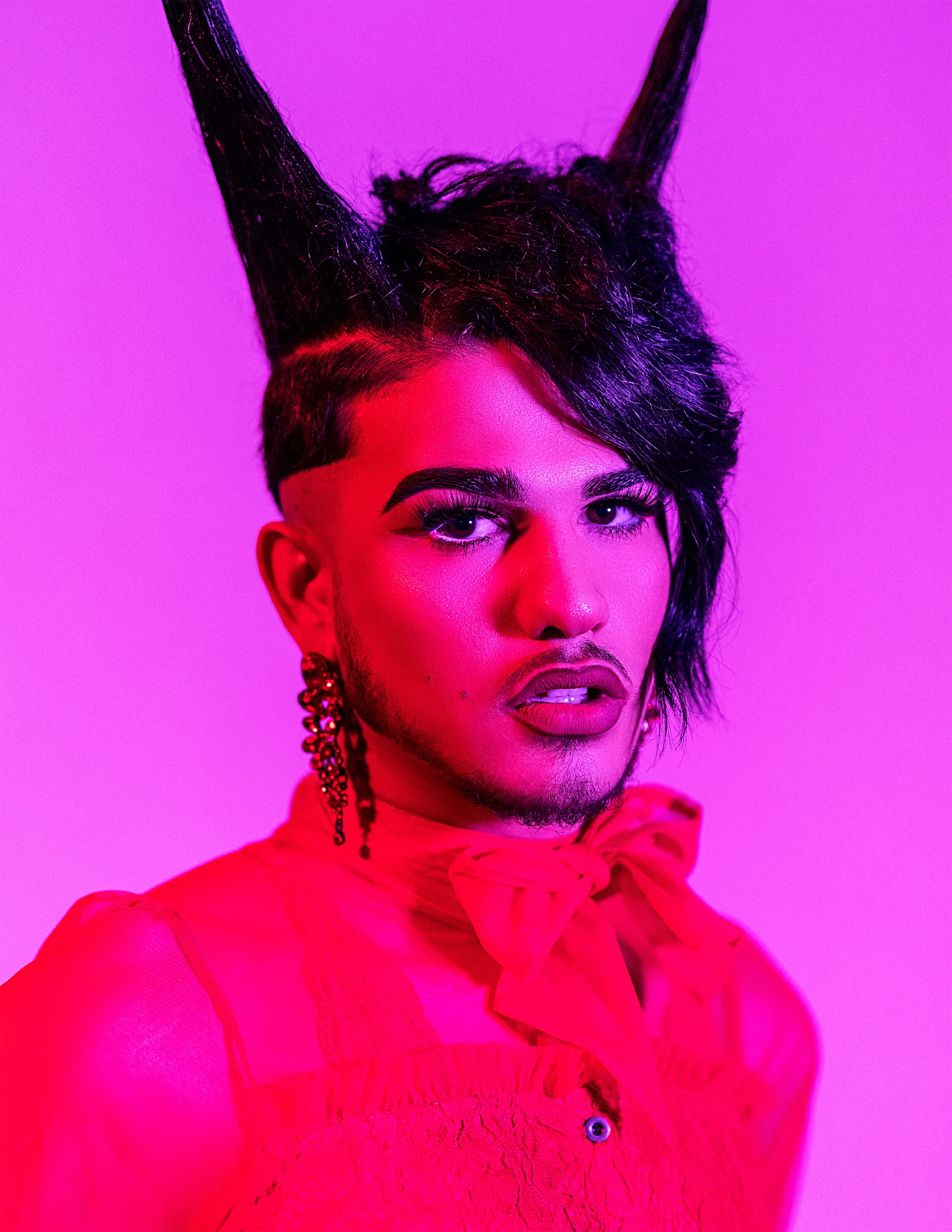 Wardrobe Stylist/Creative Director/Photographer/Retoucher: Tomie Wilson Wardrobe Stylist/Male Model/Makeup Artist/Hair Stylist: Brandon Cordero Wardrobe Credits: Lingerie is vintage thrifted. Earrings are from BriLove on Amazon.