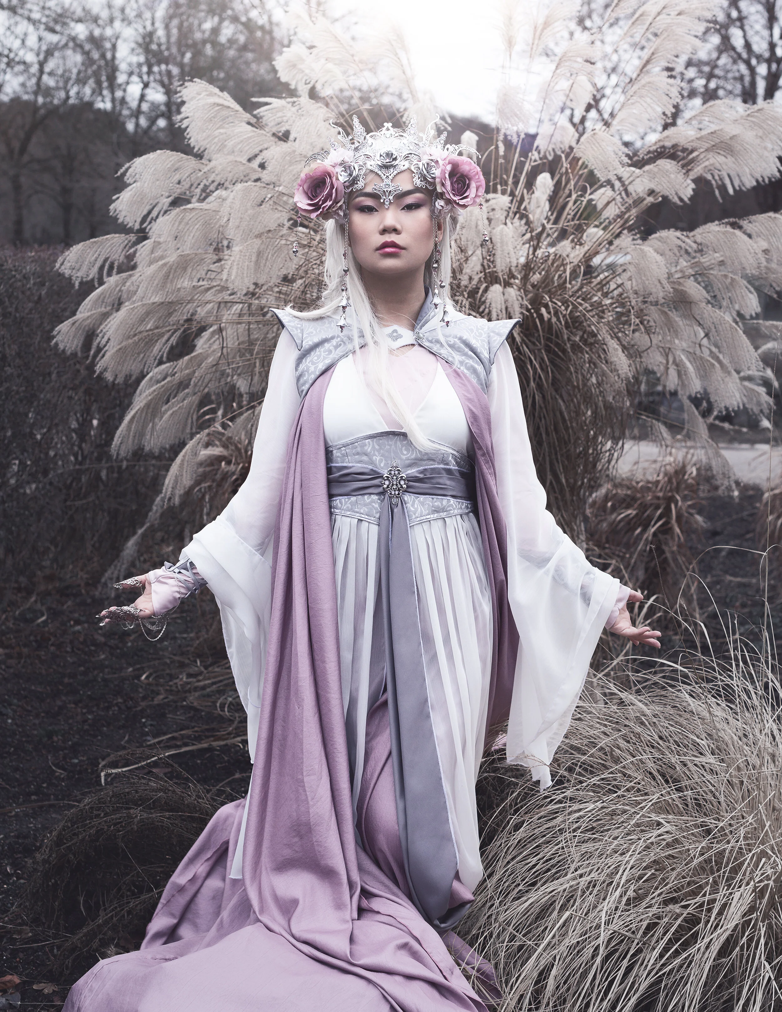 Photographer/Retoucher: Janina Gold Female Model/Makeup Artist: Fumihime Kurosawa Accessory Designer: IVY-Design Fashion Designer: MissViscid Designs Wardrobe Credits: Headpiece/Claws: IVY-Design Gown: MissViscid Designs