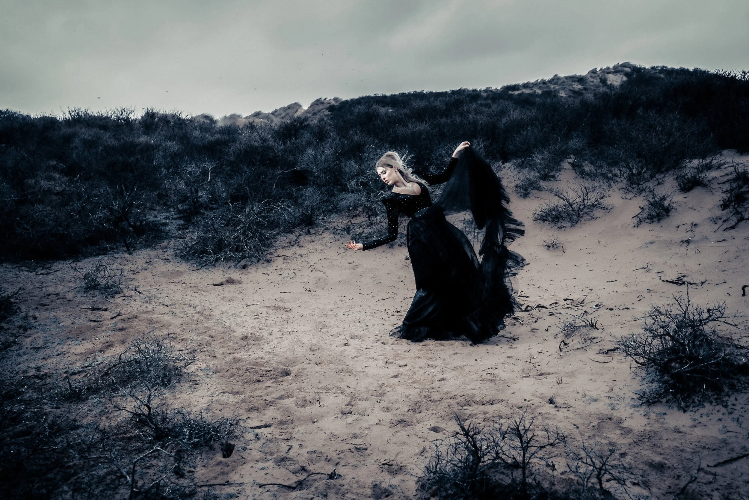 Photographer: Frank Littmann Female Model: Freya Lau Makeup Artist: Chrissy Obenauer Wardrobe Stylist: Monika Seifert Fashion Designer: Modeatelie Silbernadel Wardrobe Credits: dress SILBERNADEL