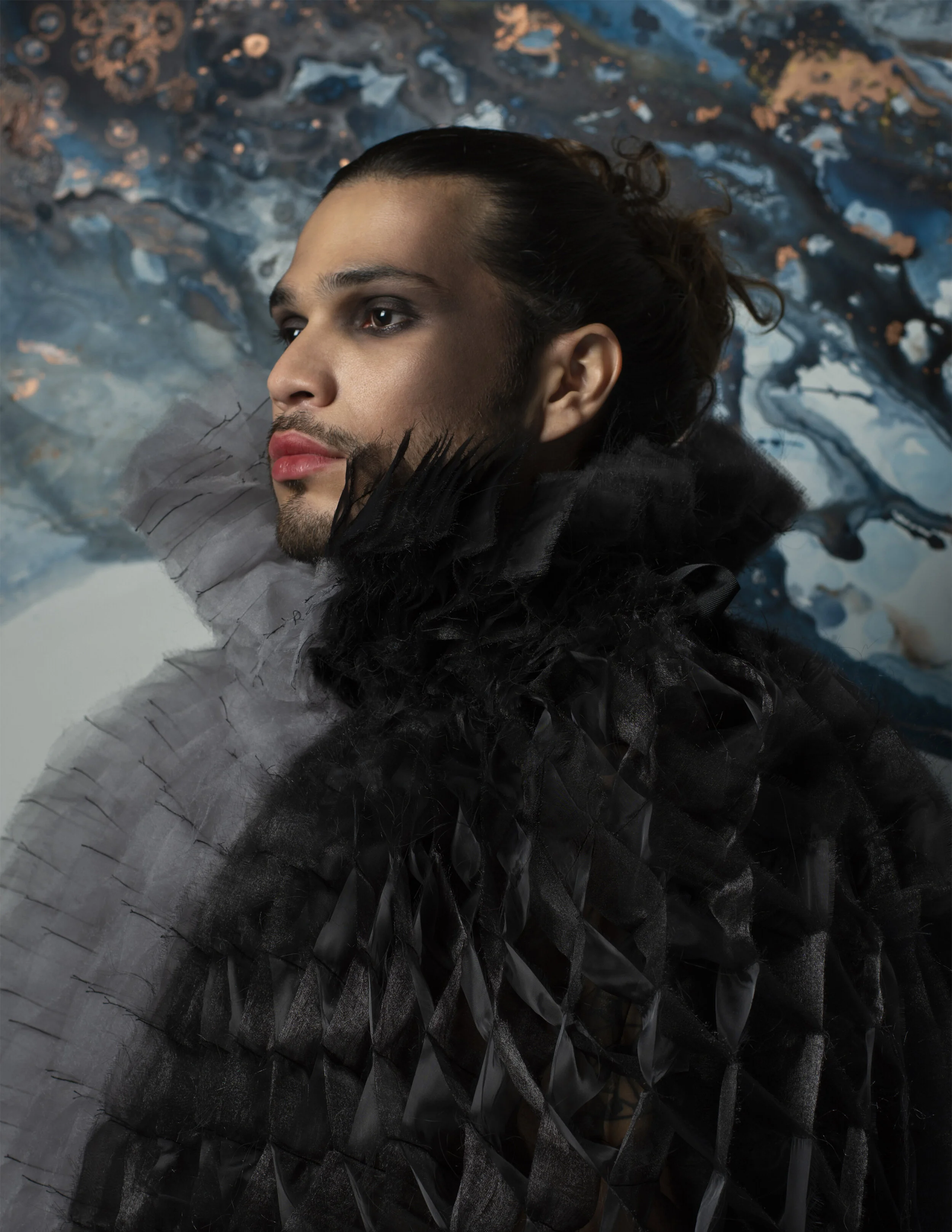 Photographer: Virgilio Gomes Male Model: Avo Figueredo @Barcino Management Makeup Artist: Andrea Segura Mora Wardrobe Stylist: Claudia Marco Wardrobe Stylist: Laia Cabestany Wardrobe Credits: Dress: Daniela Mircea