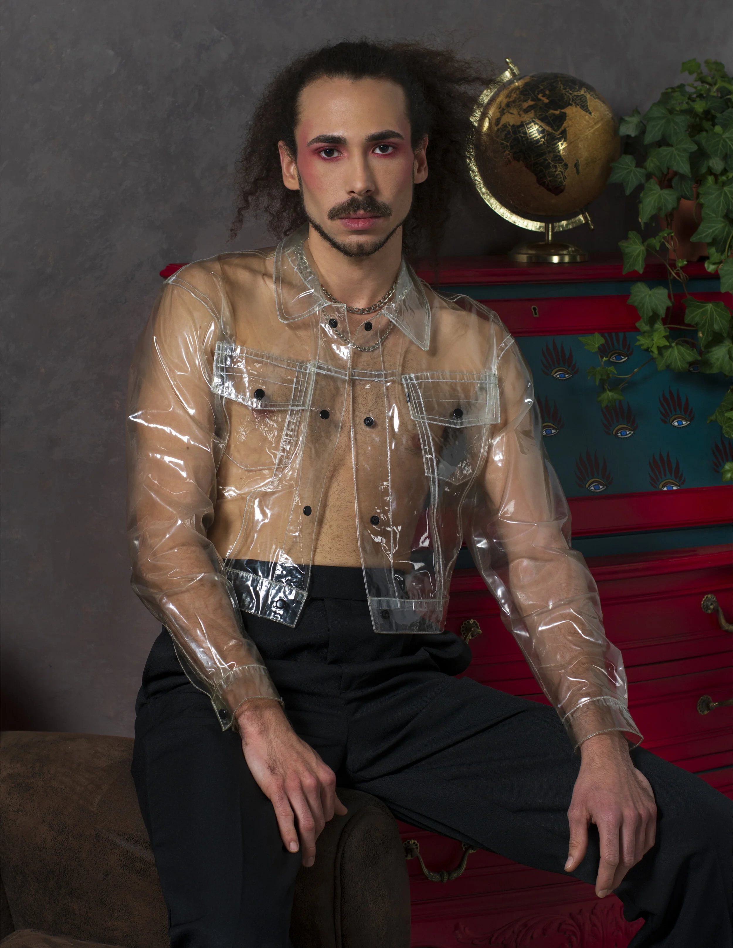 Photographer: Virgilio Gomes Male Model: Jose Cuenca Makeup Artist: Andrea Segura Mora Wardrobe Stylist: Claudia Marco Wardrobe Stylist: Laia Cabestany Wardrobe Credits: Jacket: Naf - Naf Pants: Kalynx