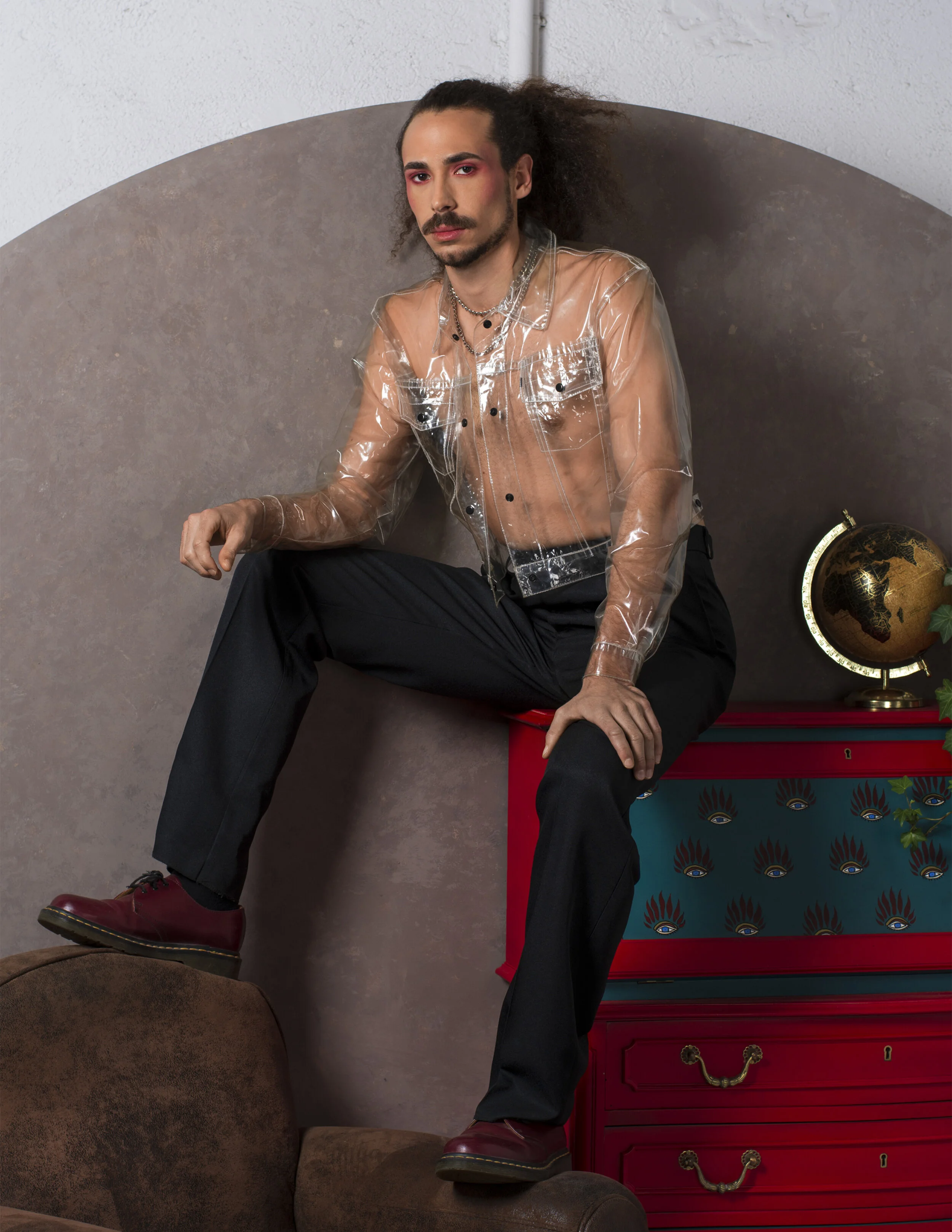 Photographer: Virgilio Gomes Male Model: Jose Cuenca Makeup Artist: Andrea Segura Mora Wardrobe Stylist: Claudia Marco Wardrobe Stylist: Laia Cabestany Wardrobe Credits: Jacket: Naf - Naf Pants: Kalynx Shoes: Dr. Martens