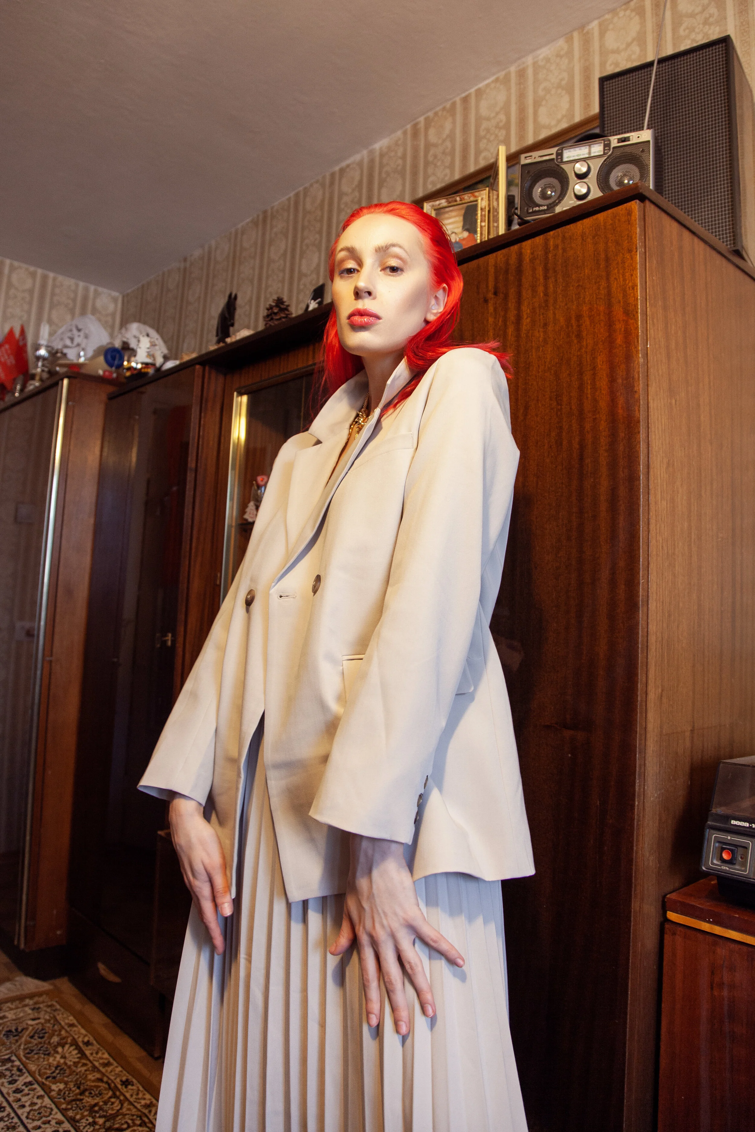 Photographer, Retoucher: Polovodova Ksusha Stylist: Lana Salakhetdinova Female Model: Helen Yushkova Makeup Artist/Hair Stylist: Masha Strogaya Wardrobe Credits: Jacket: Duo.Duo Skirt: Duo.Duo