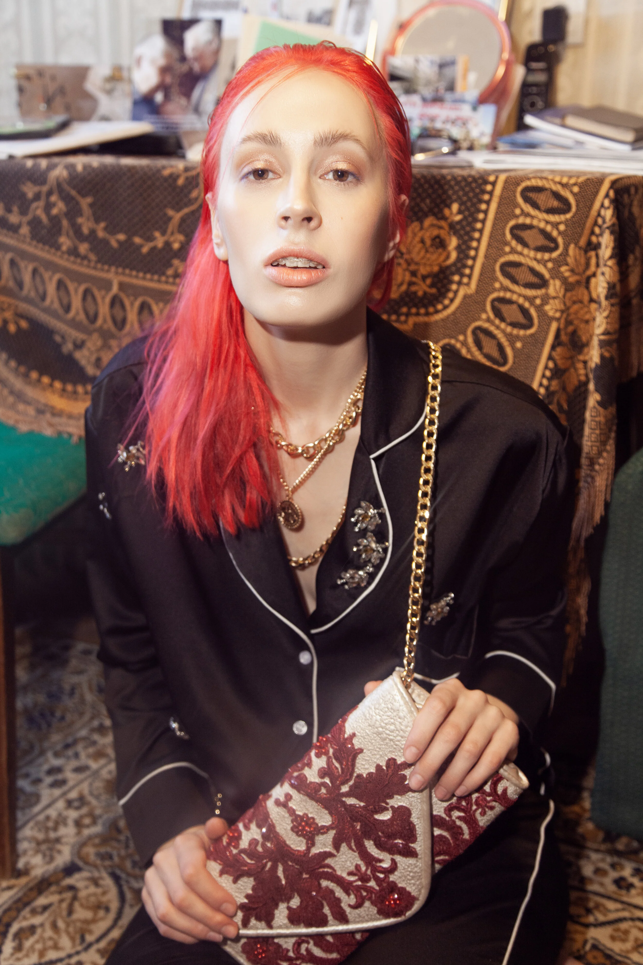 Photographer, Retoucher: Polovodova Ksusha Female Model: Helen Yushkova Stylist: Lana Salakhetdinova Makeup Artist/Hair Stylist: Masha Strogaya Fashion Designer: Valentina Bukeeva Wardrobe Credits: Jacket, Pants: Gucci Necklace: LadyColl