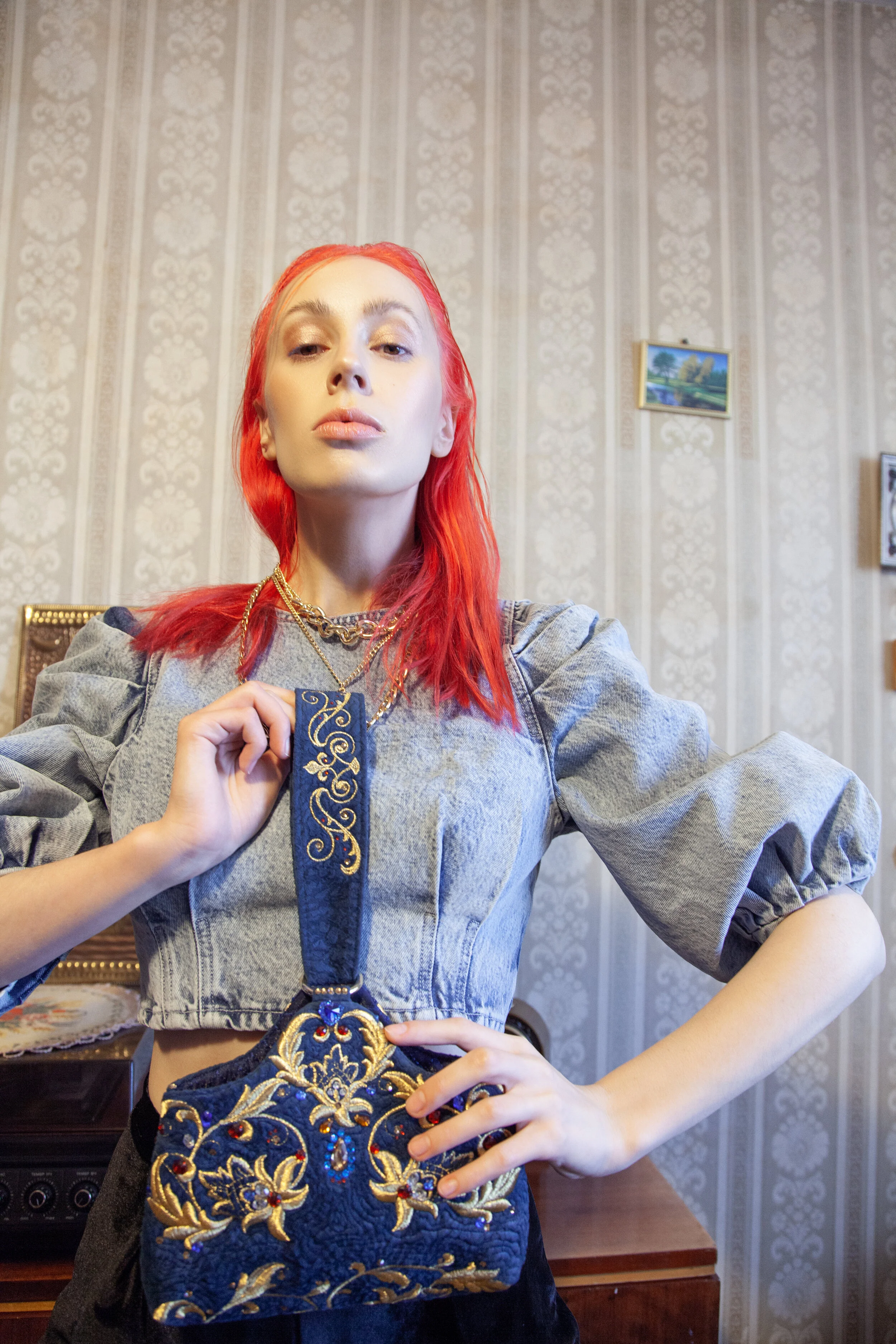 Photographer, Retoucher: Polovodova Ksusha Female Model: Helen Yushkova Stylist: Lana Salakhetdinova Makeup Artist/Hair Stylist: Masha Strogaya Fashion Designer: Valentina Bukeeva Wardrobe Credits: Top: Zara Bag: Valentina Bukeeva Pants: Ma