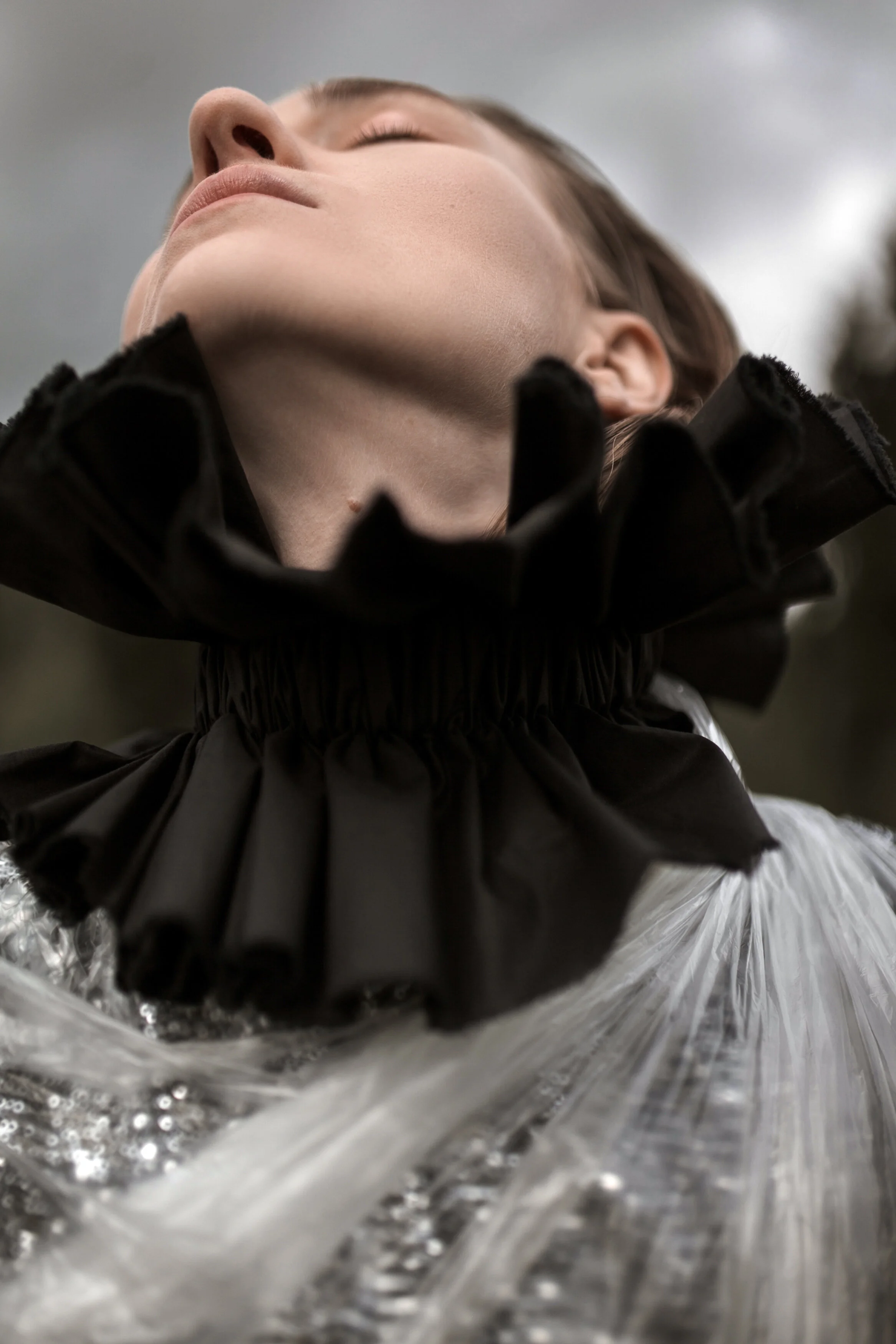 Photographer: Alexandra Bizyukova Female Model: Alexandra Nilova @Timodels Makeup Artist: Christina B Fashion Designer: AYA DESIGN Wardrobe Stylist/Creative Director: Irina Evseenko Wardrobe Credits: Siver shining dress Aya design Black co