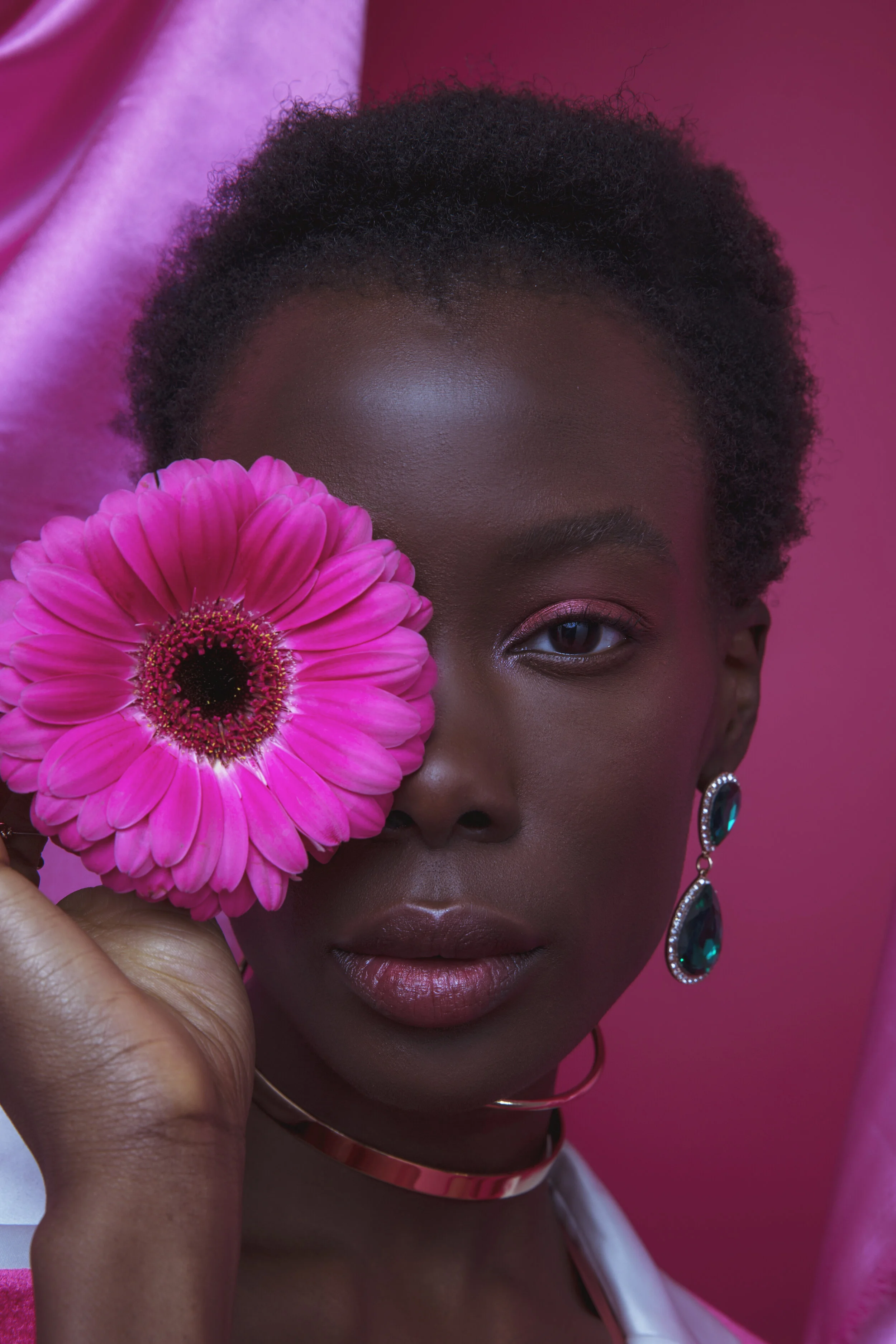 Photographer: Anastasia Oss Female Model: Biba Williams @PRM Model Agency Makeup Artist: Millie Gordon Wardrobe Stylist: Kelly Richardson Wardrobe Credits: Choker, Topshop Earrings, River Island