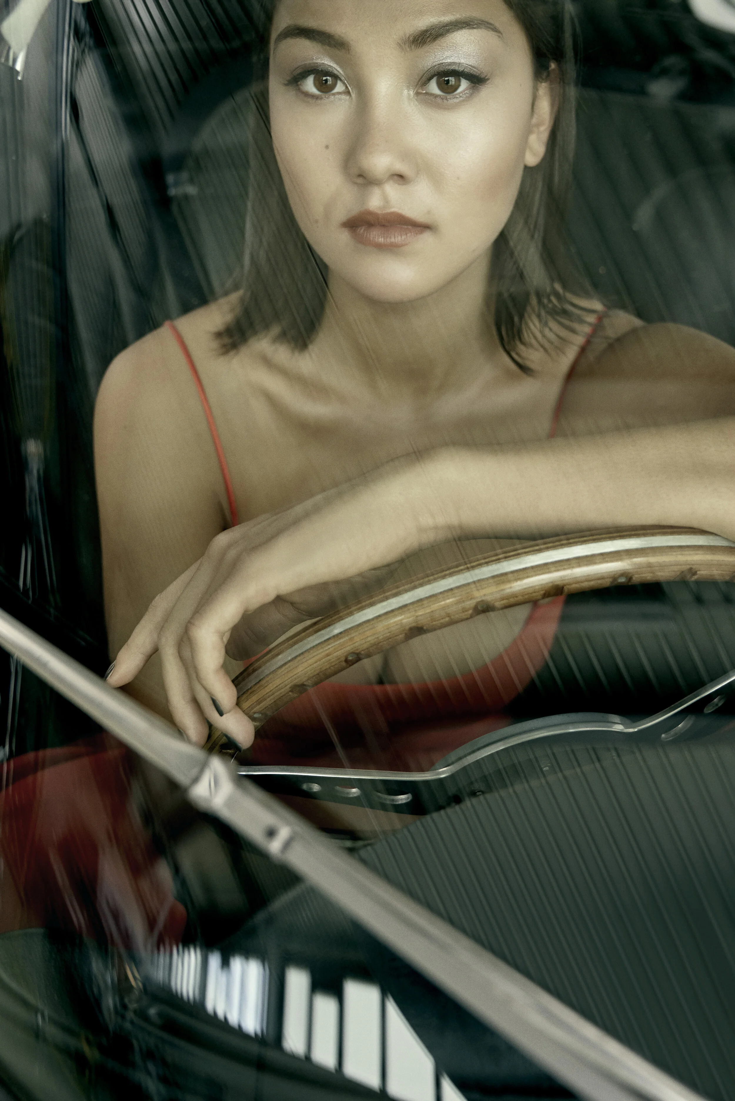 Photographer: Andrea Kadler Model: Muriel Dang @Promod Model Agency Makeup Artist: Ulla Kornelius Wardrobe Stylist: Andrea Light Assistant: Gertje Koenig Wardrobe Credits: Red Dress by CHIARA BONI @tempelhamburg Car JAGUAR E TYPE 12