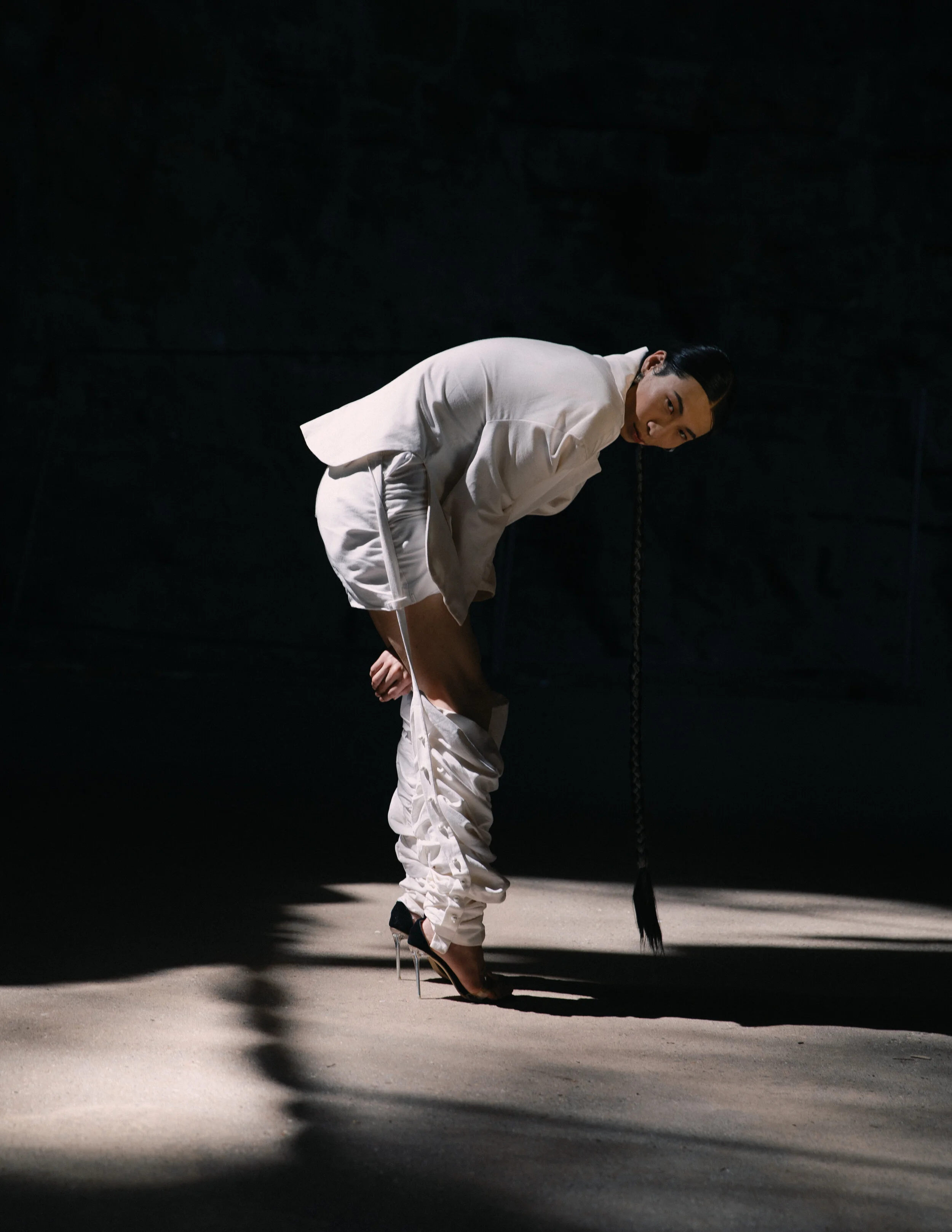 Creative Director/Photographer: zhenzhen cao Model: WANG Qian Makeup Artist/Hair Stylist: Hiroyuki Niino Fashion Designer: WANG Qian Wardrobe Credits: The top: ËN IMMORT The pants: ËN IMMORT The shoes:Personal things