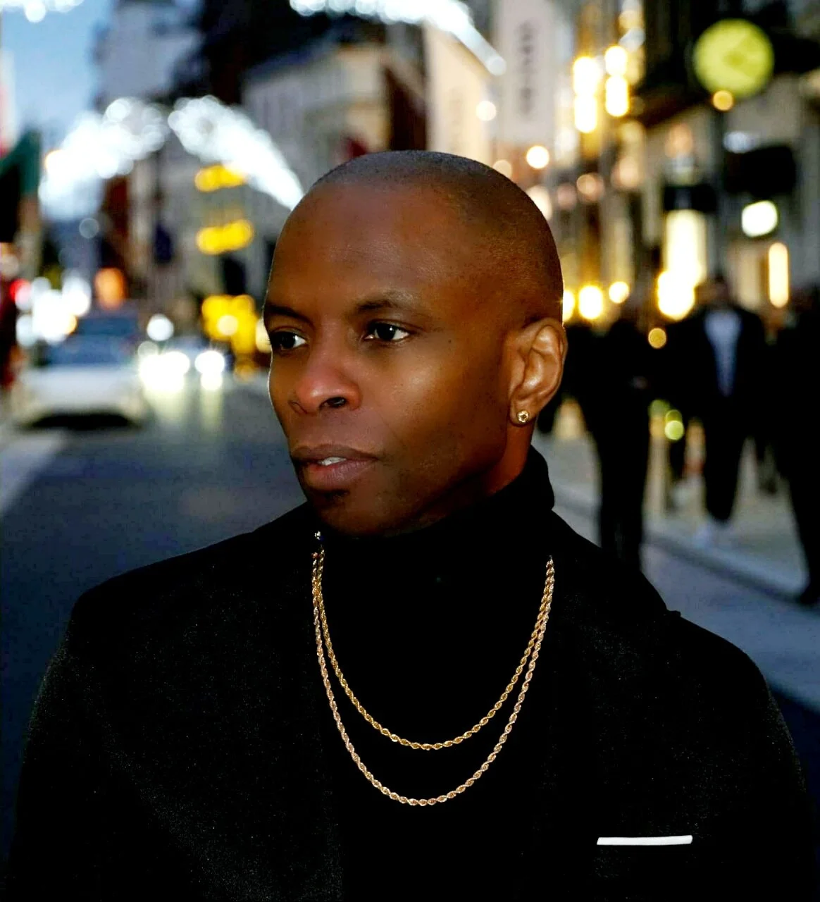 Model: Timothy Robinson Photographer: Vpv Photographer Wardrobe Credits: Necklace and Turtle Neck Black Top