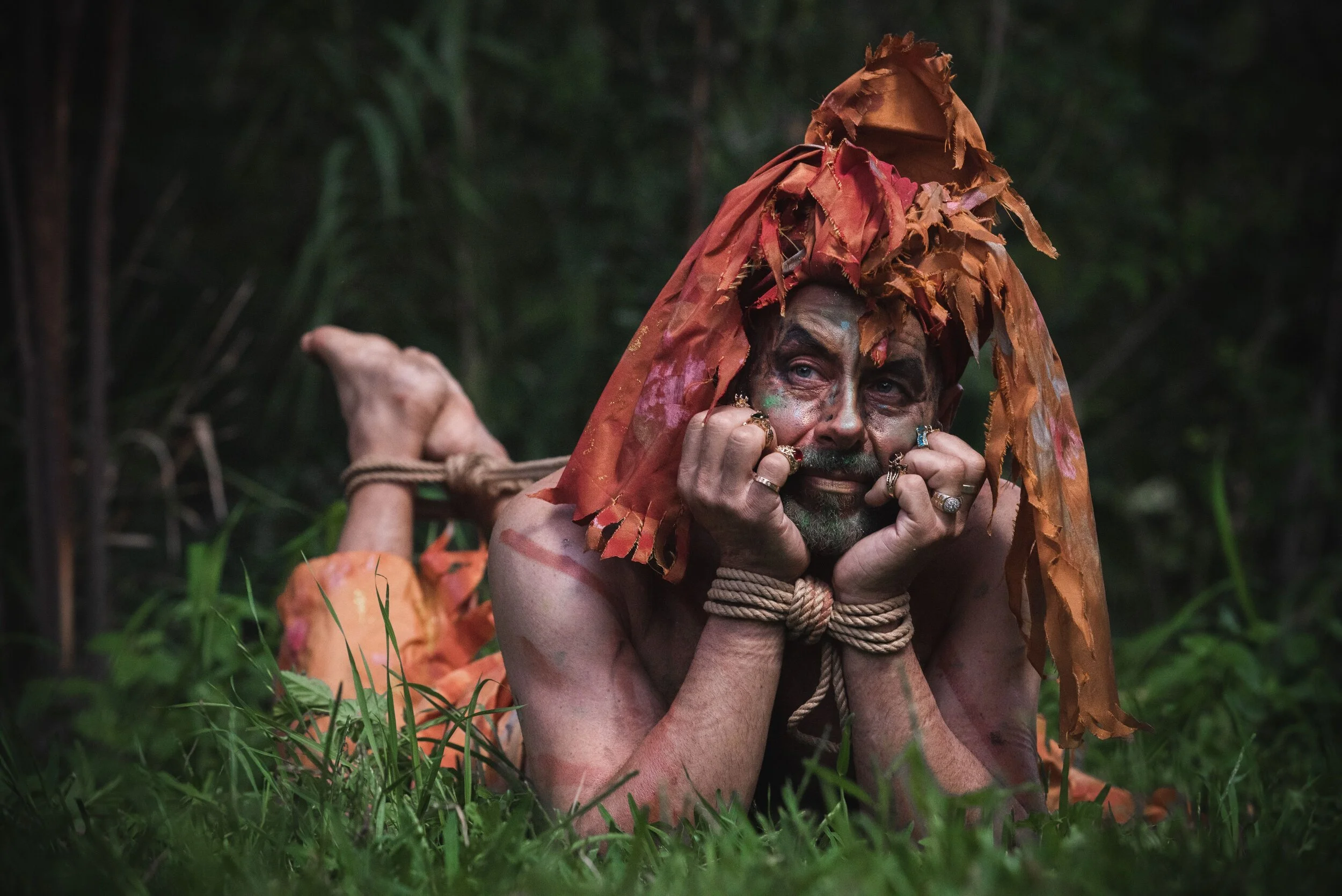 Photographer: Spiral Photography Male Model: David Reid Wardrobe Stylist/Fashion Designer/Makeup Artist/Hair Stylist: Athan Jon Wardrobe Stylist/Shibari Artist: Shibarism