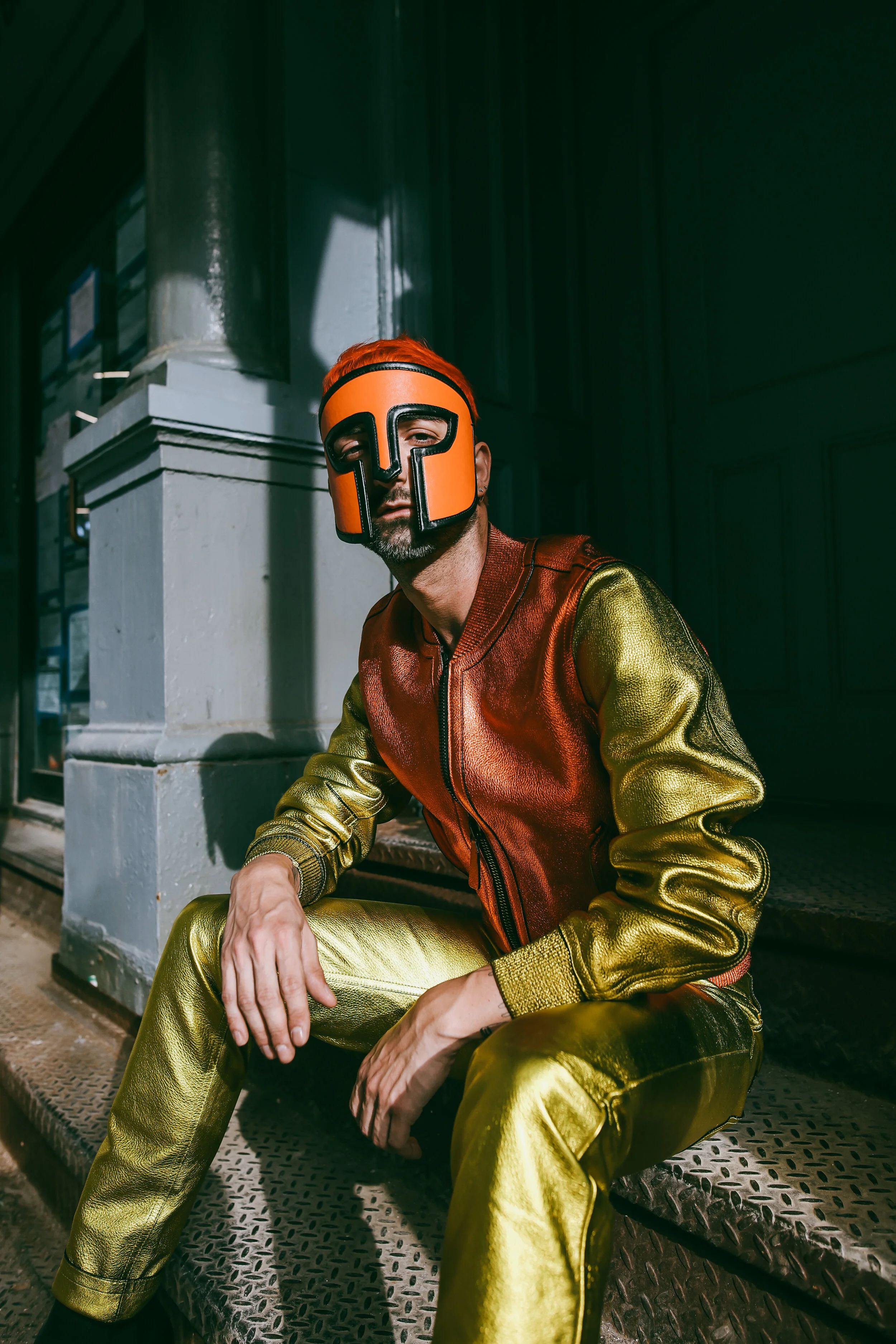 Photographer: Tatiana Katkova Wardrobe Stylist/Creative Director/Model/Makeup Artist/Hair Stylist: Andi Ospina Wardrobe Credits: Mask by: @ktz_official Outfit by: @burberry Boots by: @rickowensonline Via:@officalkavyar