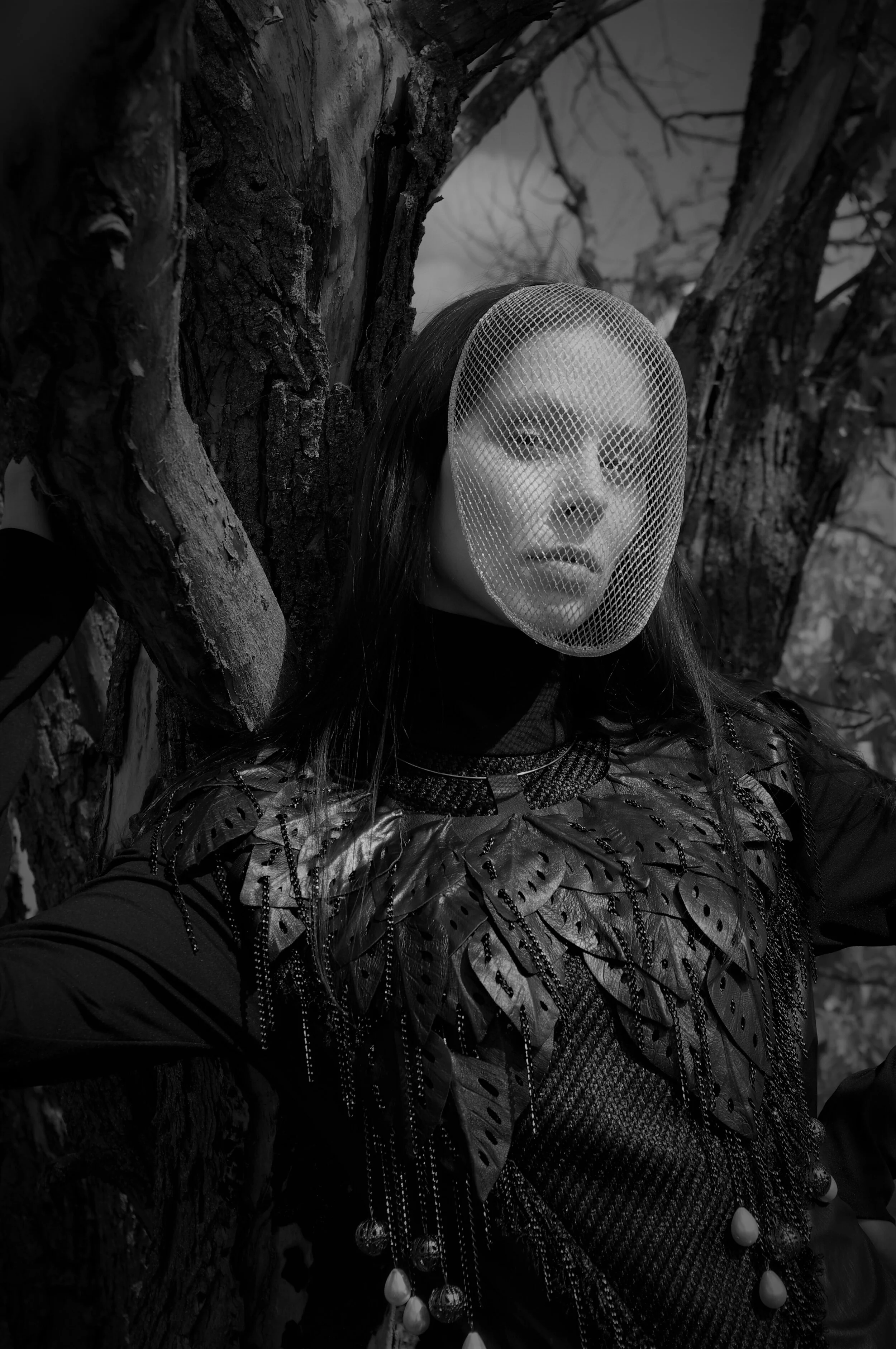 Photographer: Marina Uralskaya Model: Valentina Gorbacheva Fashion Designer: Marina Uralskaya Wardrobe Credits: Leather,pearls and corals cape , leather bodysuit by Marina Uralskaya
