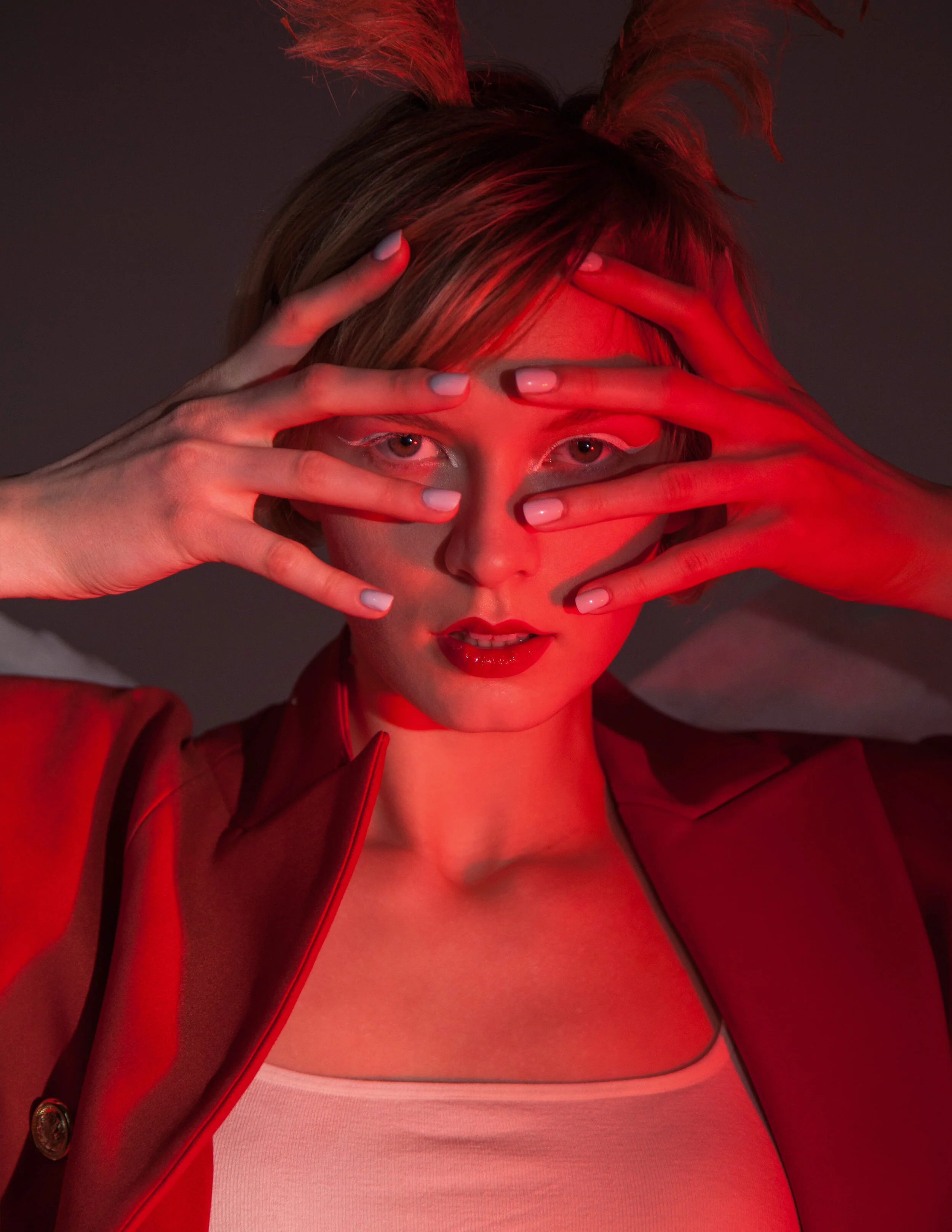 Wardrobe Stylist/Photographer/Retoucher: Nika Jakhaeva Female Model: Maria Klets Makeup Artist/Accessory Designer: Olesya Morgunova Wardrobe Credits: jacket, shoes,top: ZARA skirt: Mohito the wings and horns on the head are the property o