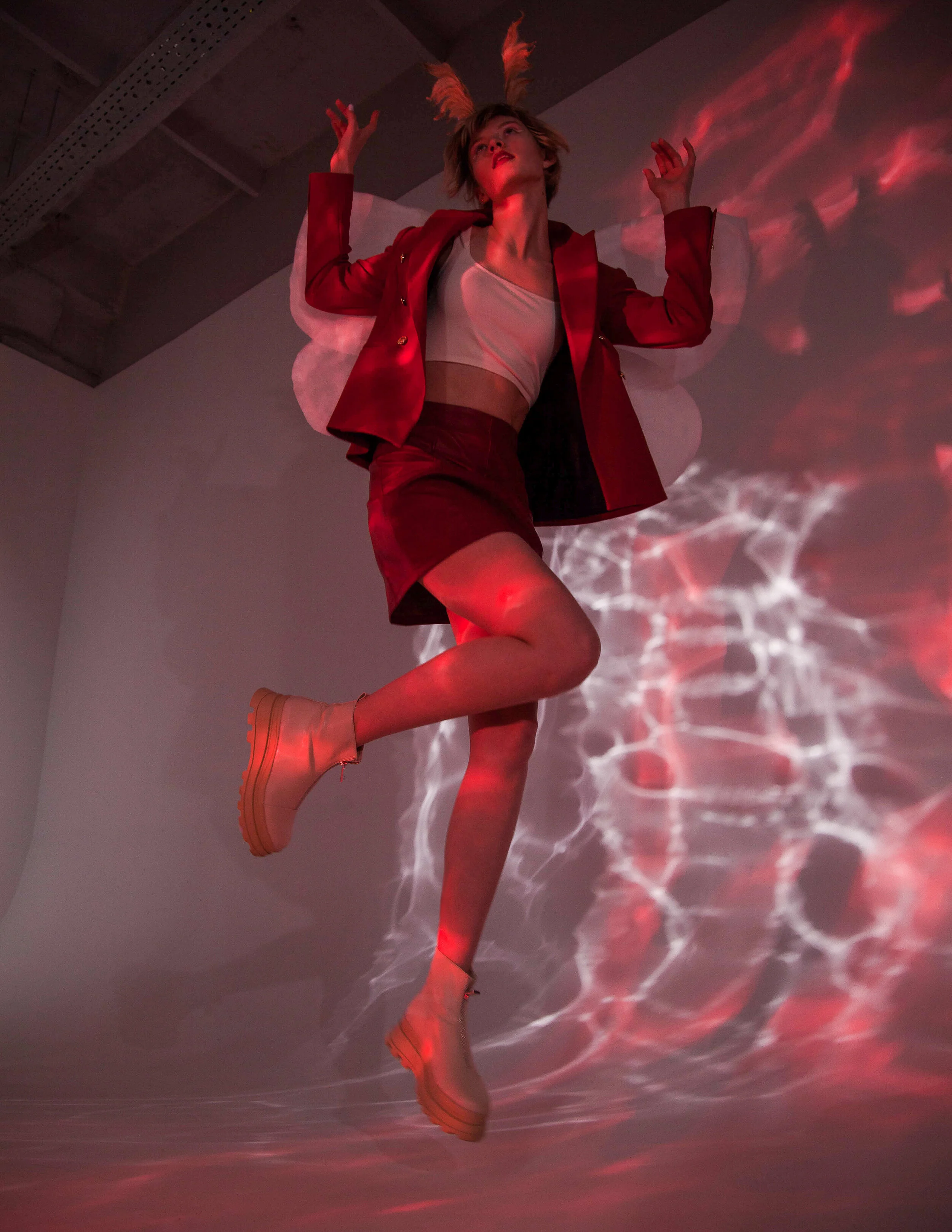 Wardrobe Stylist/Photographer/Retoucher: Nika Jakhaeva Female Model: Maria Klets Makeup Artist/Accessory Designer: Olesya Morgunova Wardrobe Credits: jacket, shoes,top: ZARA skirt: Mohito the wings and horns on the head are the property o