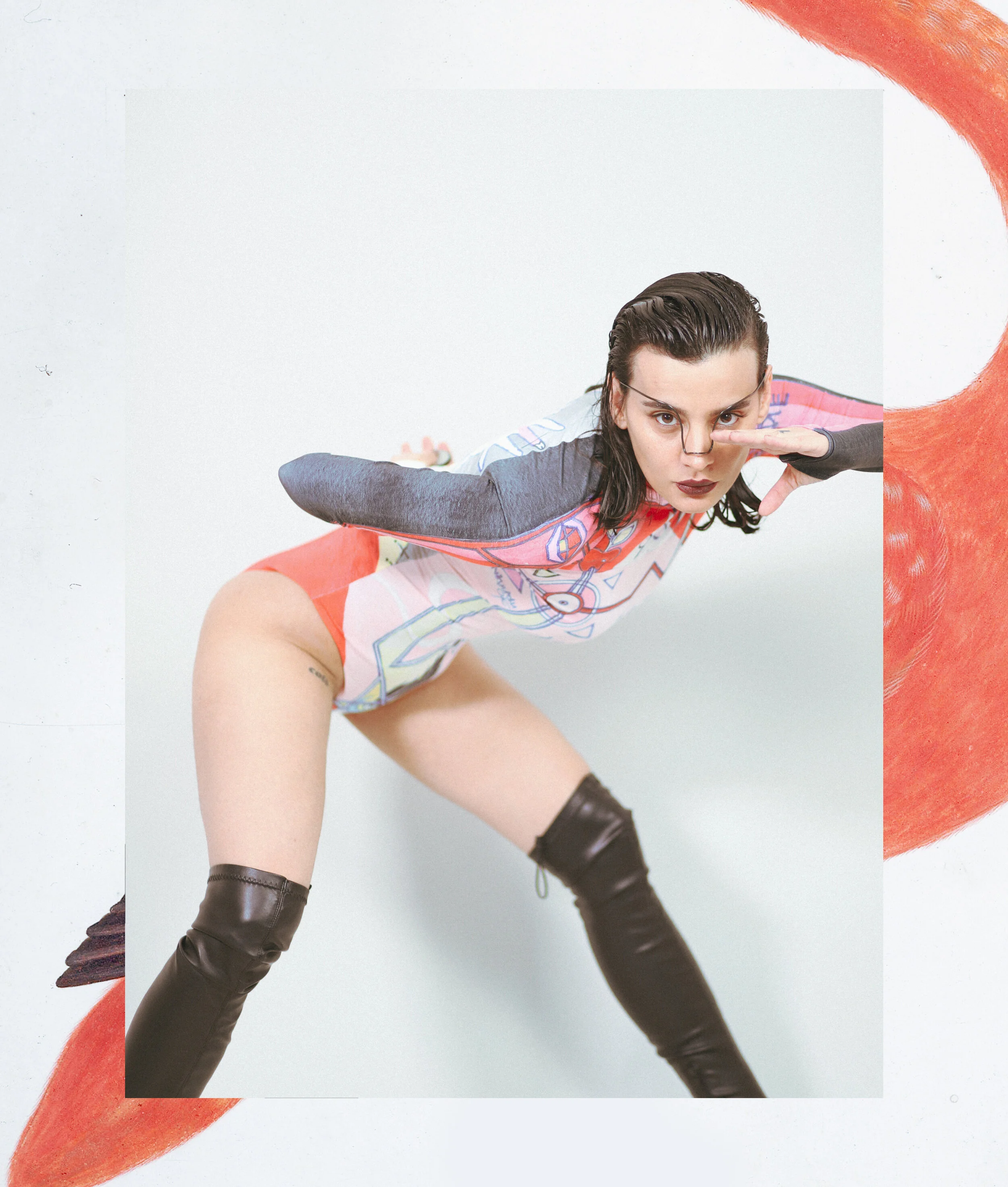 Photographer: Whilemann Female Model: Marianna Di Palma Accessory Designer: Accessories Designer: Marianna Di Palma Textile Designer: catcult.club Wardrobe Credits: Body by catcult.club - High boots by Zara