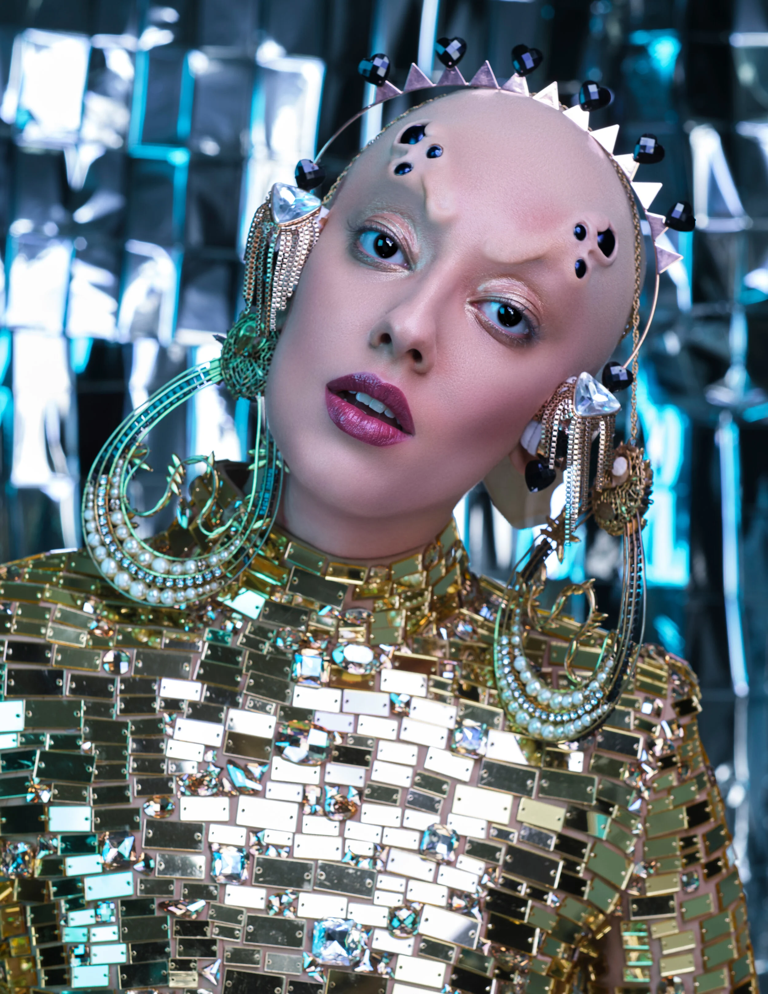Photographer: Anna Strange Kalmes Makeup Artist: Allyson Wisel Wardrobe Stylist: Dash Armstrong Model: Teya Knapp @EMG Models Wardrobe Credits: Jewelry Ex Ovo Dress Kymasia Shoes Blondish Stocking Hints of Dash