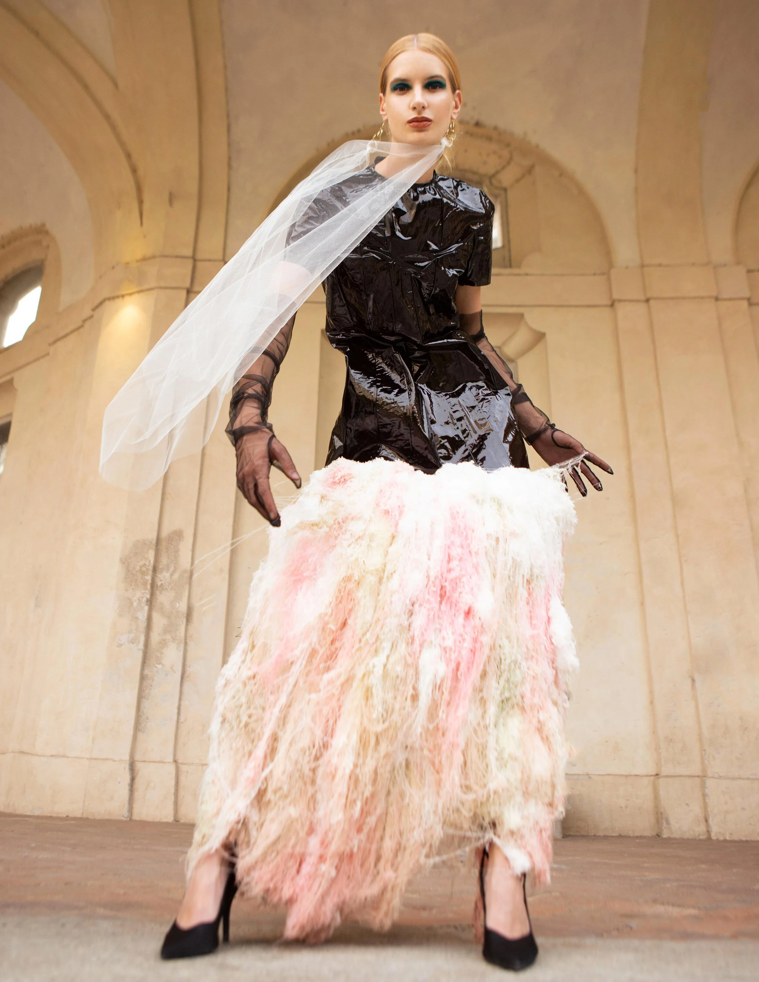 Wardrobe Stylist: Laura Maria Tonelli Photographer: Silvia Piva Model: Lìvia Murvai @Sophie Models Makeup Artist: Francesca Rezzola model agency: Sophie Models Milano Wardrobe Credits: Top: Ritika S Sankpal @ritika.s.sankpal Skirt: Tooca