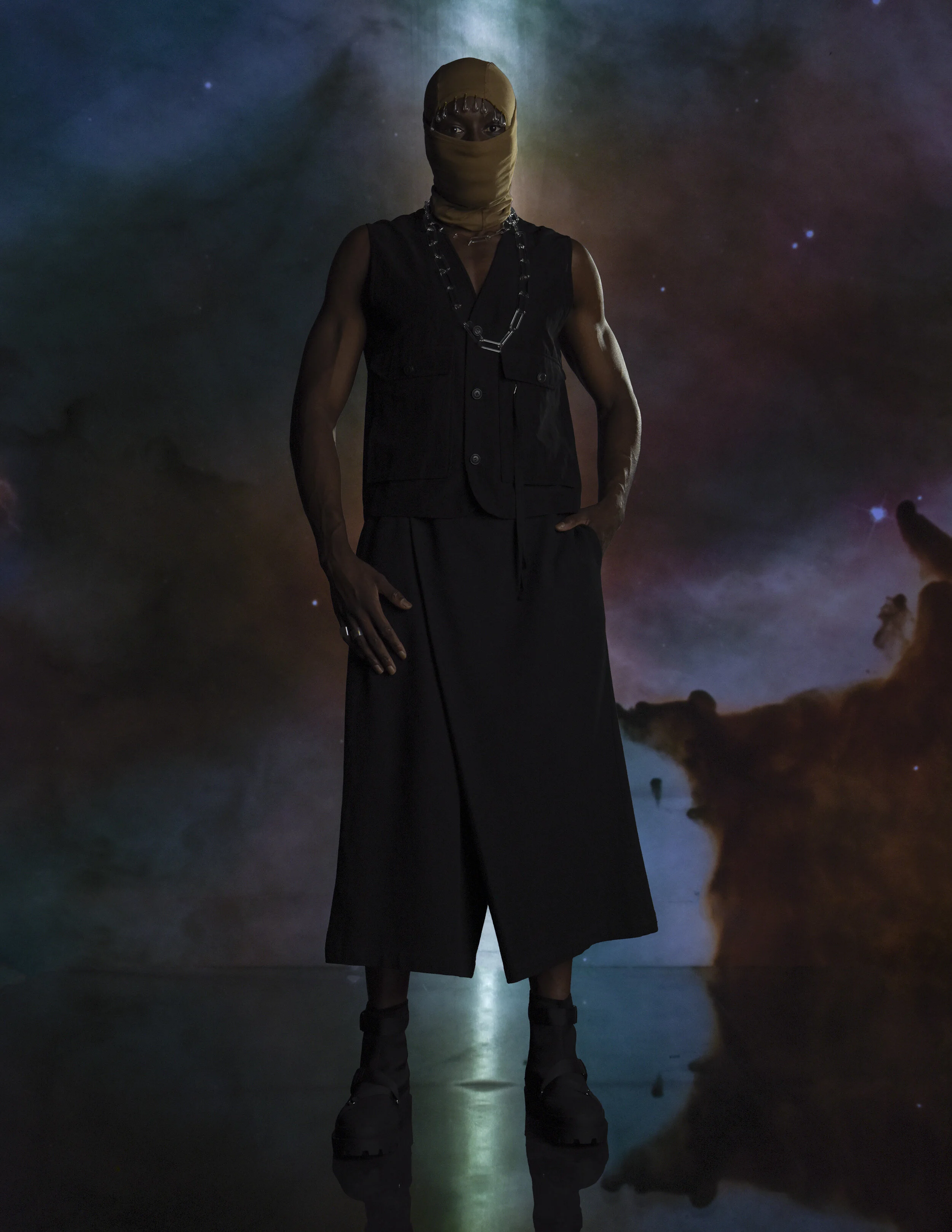 Photographer: Romarine Ronzon-Jaricot Model: Karamba Diaby @AG Scouting Assistant: Moïra Laurent Makeup Artist: Eva Cissé Wardrobe Stylist/Accessory Designer: Berrin Vidin Wardrobe Credits: Karamba's outfit - Vest : Noirer @noirer_showro