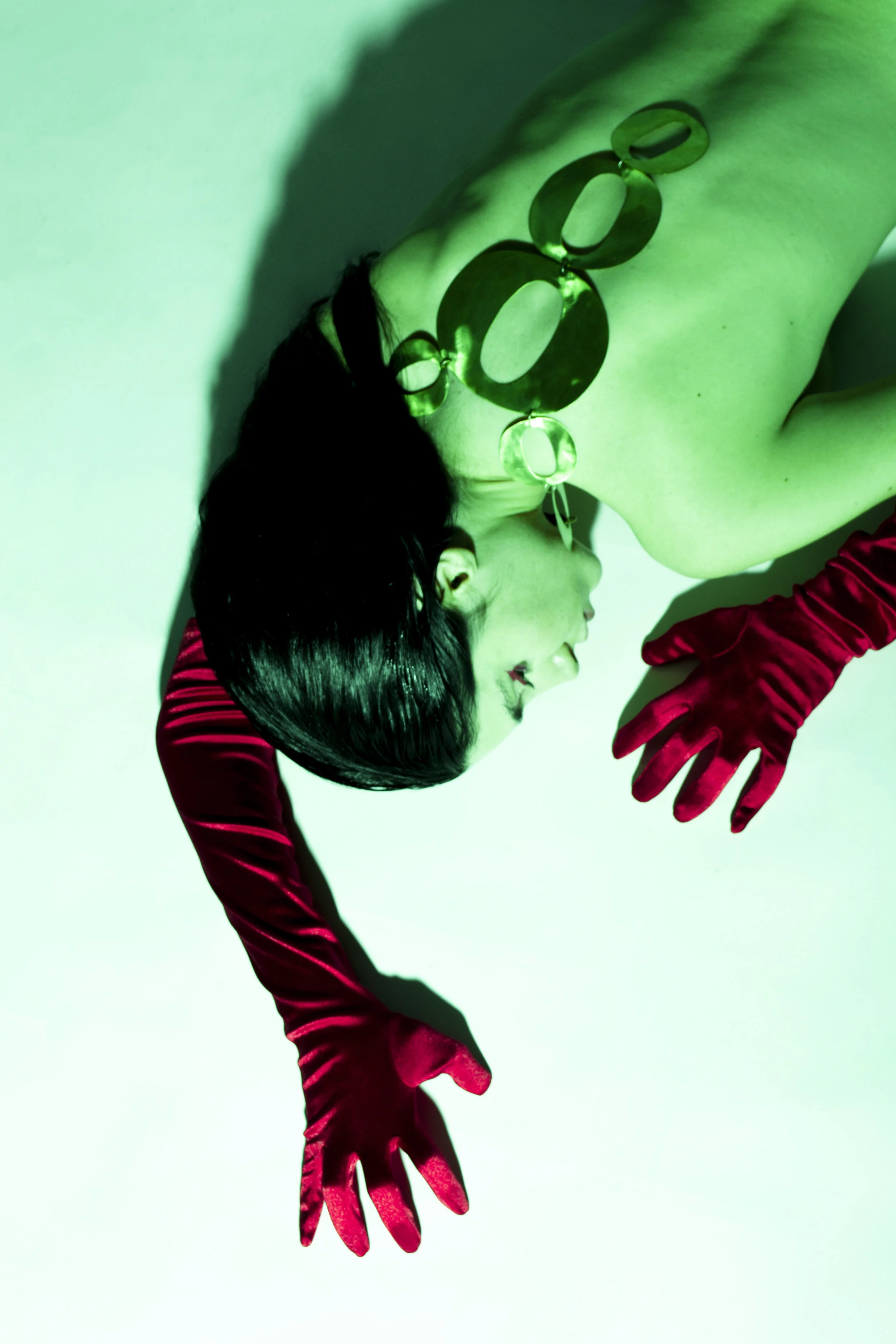 Wardrobe Stylist/Photographer/Retoucher: Chiara Caporossi Model: Isabella Bonifazio Wardrobe Stylist/Art Director: Aziz Ben Chamkha Makeup Artist: Reika Vetti Assistant: Chiara Clemot Assistant: Sharon Corinto Necklace: Chiara BCN Gloves: Sty