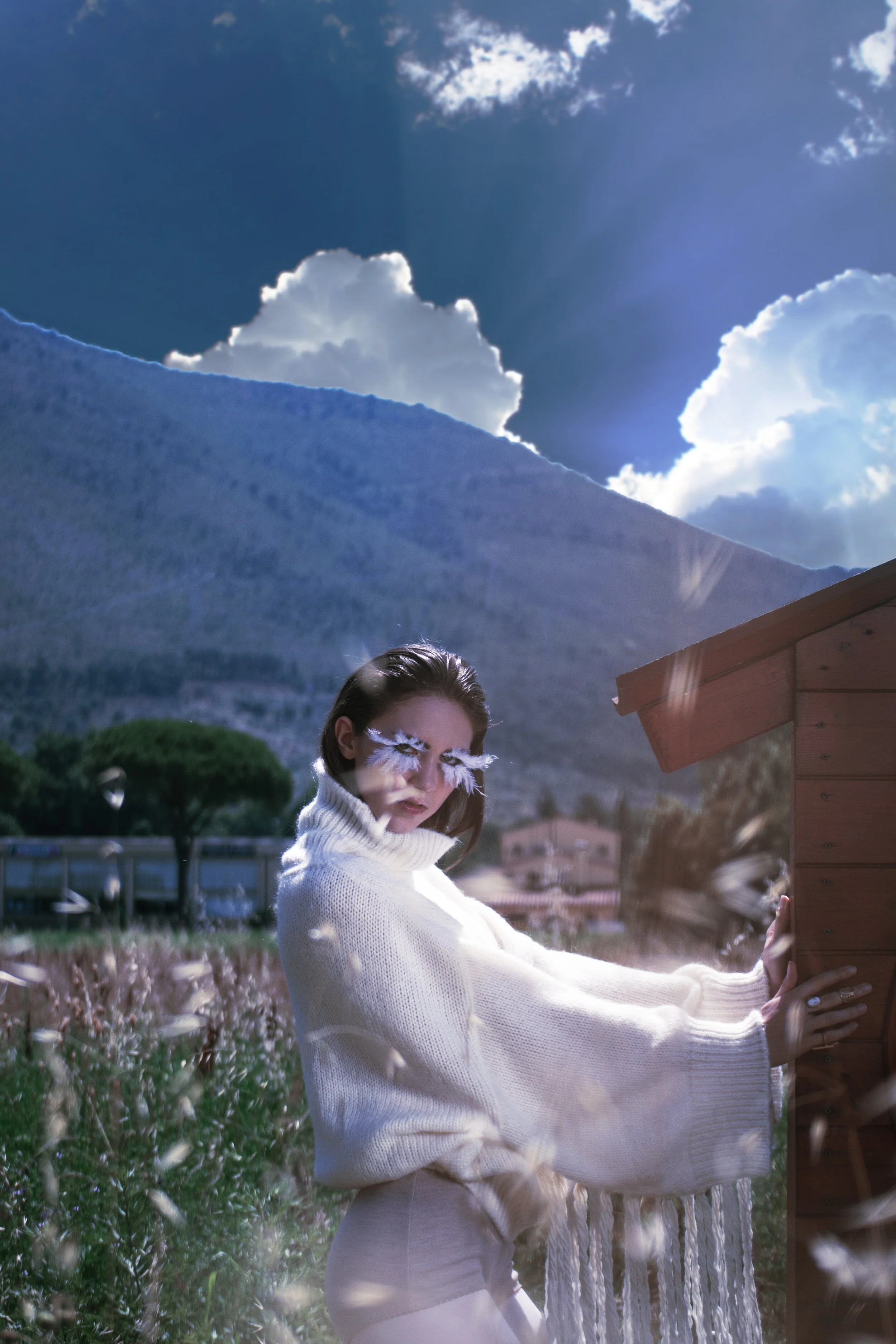 Photographer: Kamila Gjoka Model: Olivia Falciani @Espirit Model Management Makeup Artist: Enrica Belloni Stylist: Leonardo Pomposi Wardrobe Stylist: Elvira Savarese Wardrobe Credits: Sweater: 16r Culottes: 16r Sandals: Stylist Arc