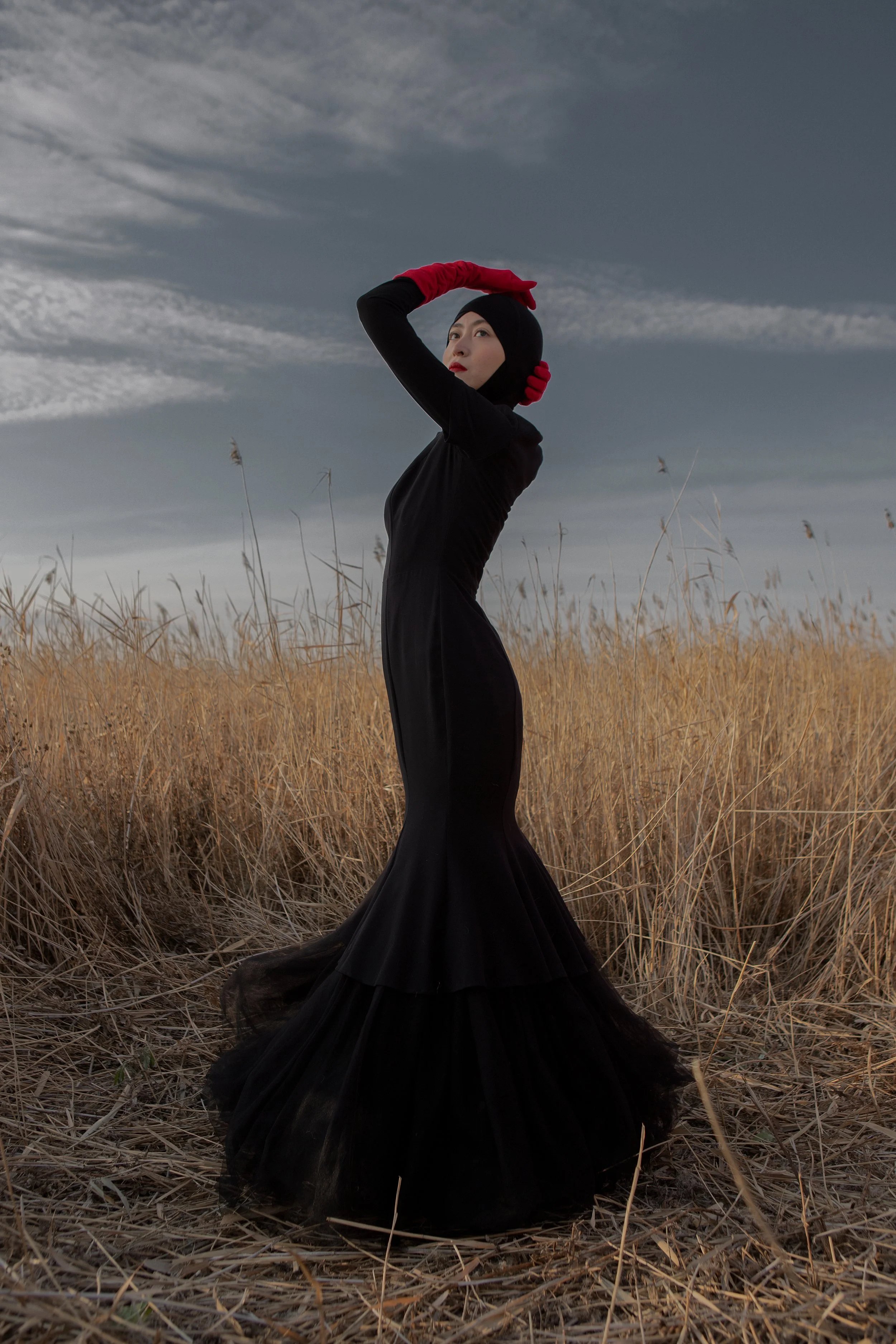 Photographer/Retoucher: Aigul Yesseyeva Model/Makeup Artist: Ainura Kabyldina Assistant: Anar Sattar Wardrobe Stylist: Anara Kairbayeva Wardrobe Credits: Dress Isabel Garcia Gloves PRADA Al-Almira Safiya