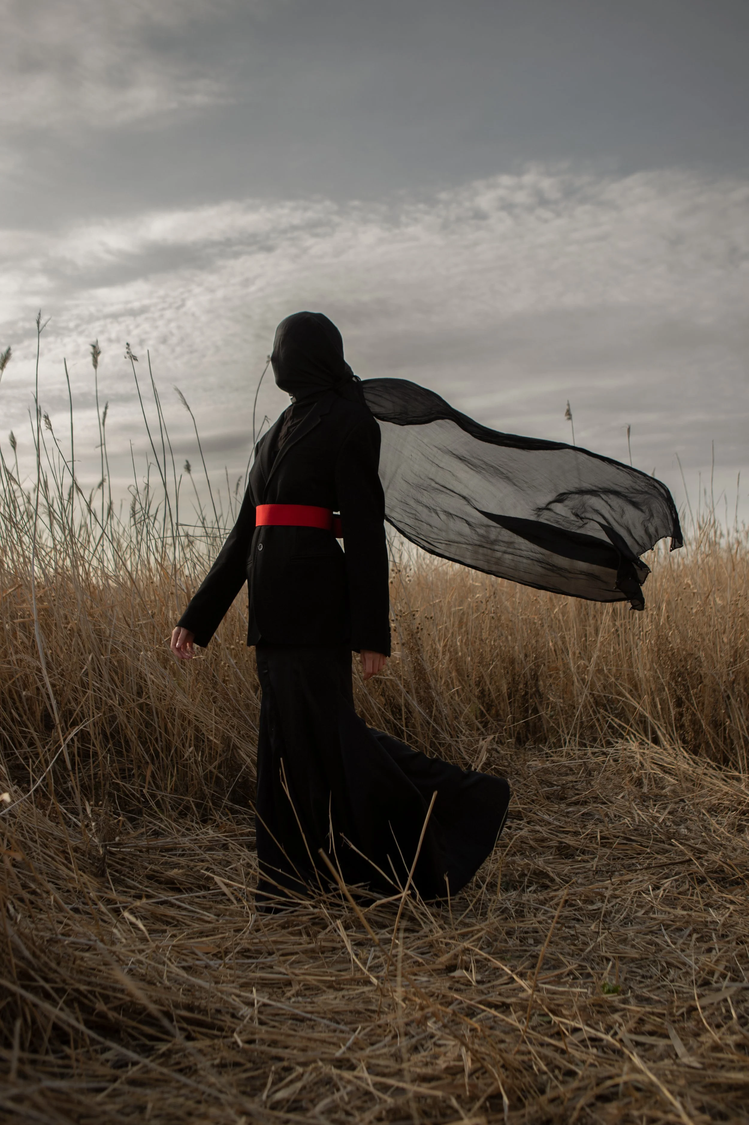 Photographer/Retoucher: Aigul Yesseyeva Model/Makeup Artist: Ainura Kabyldina Assistant: Anar Sattar Wardrobe Stylist: Anara Kairbayeva Wardrobe Credits: Jacket Dirk Bikkembergs Dress Just Cavalli Scarf Mango Belt ALDO Al-Almira Safiy