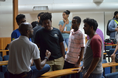 Discussing presenting at Phase 2 for the Teleios Code Jam Finals.