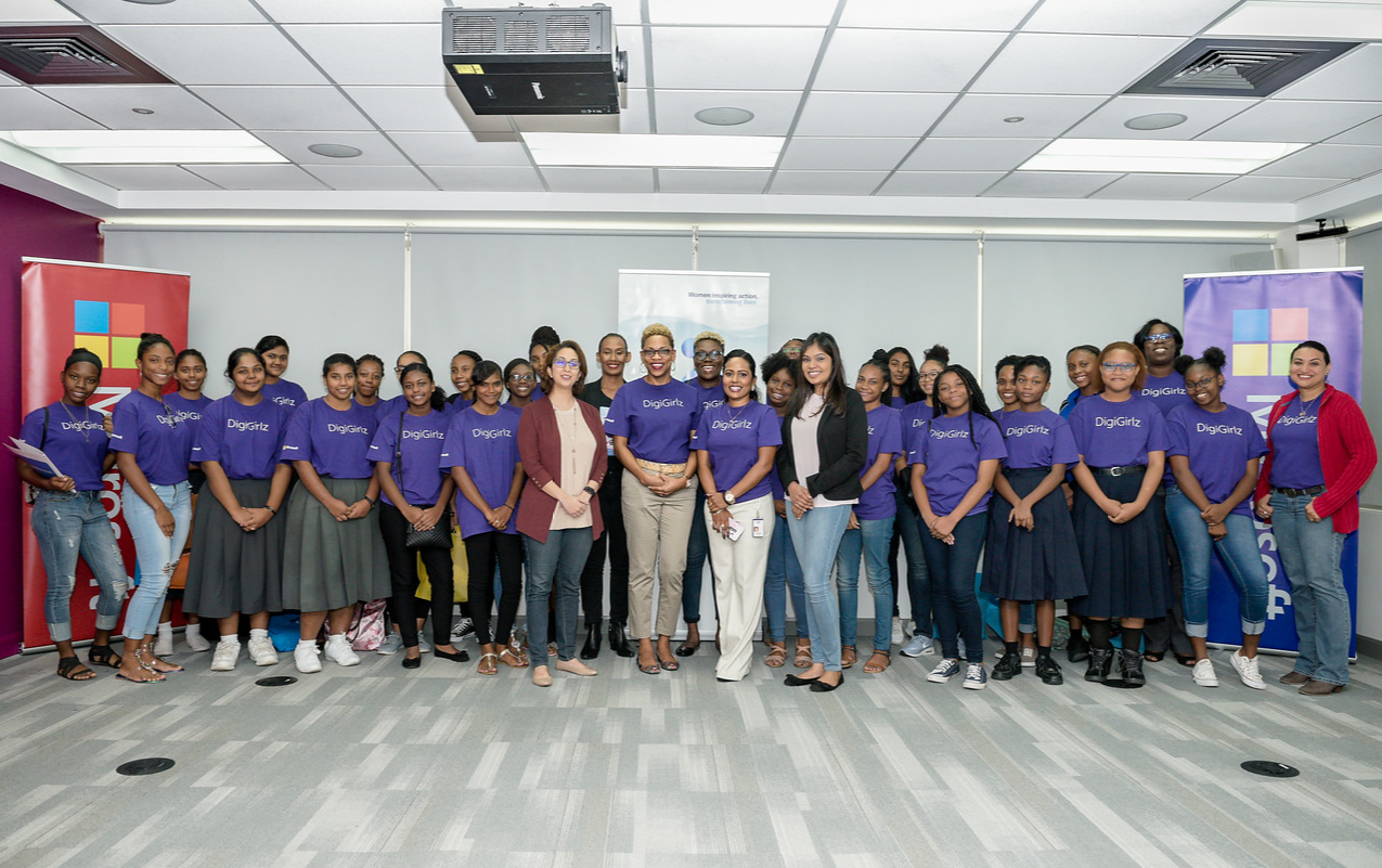 Teleios engineer, Rachel Yen Chong & analyst Arianne Khadoo, flanked by digigirlz