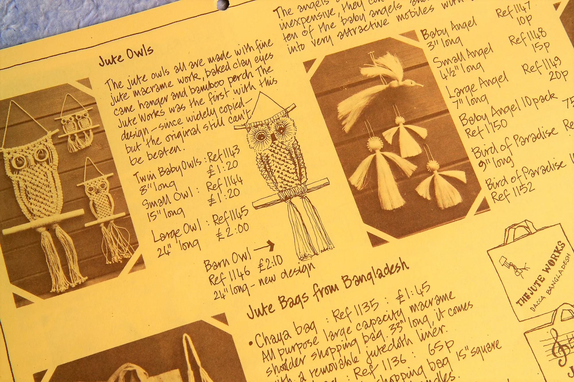 Traidcraft began selling fairly trading jute products from Bangladesh in our hand-drawn 1979 catalogue