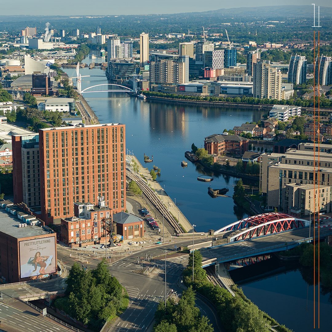 No.1 Old Trafford sits on the edge of the River Irwell looking out over #SalfordQuays and @mediacityuk; home to the likes of the BBC, ITV and more than 250 smaller media and digital businesses. Move here to be next to major employers, fantastic enter