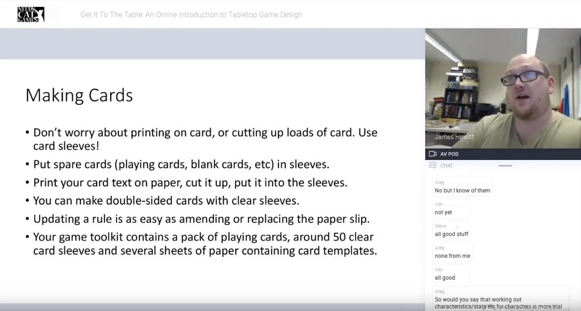 An Online Introduction to Tabletop Game Design