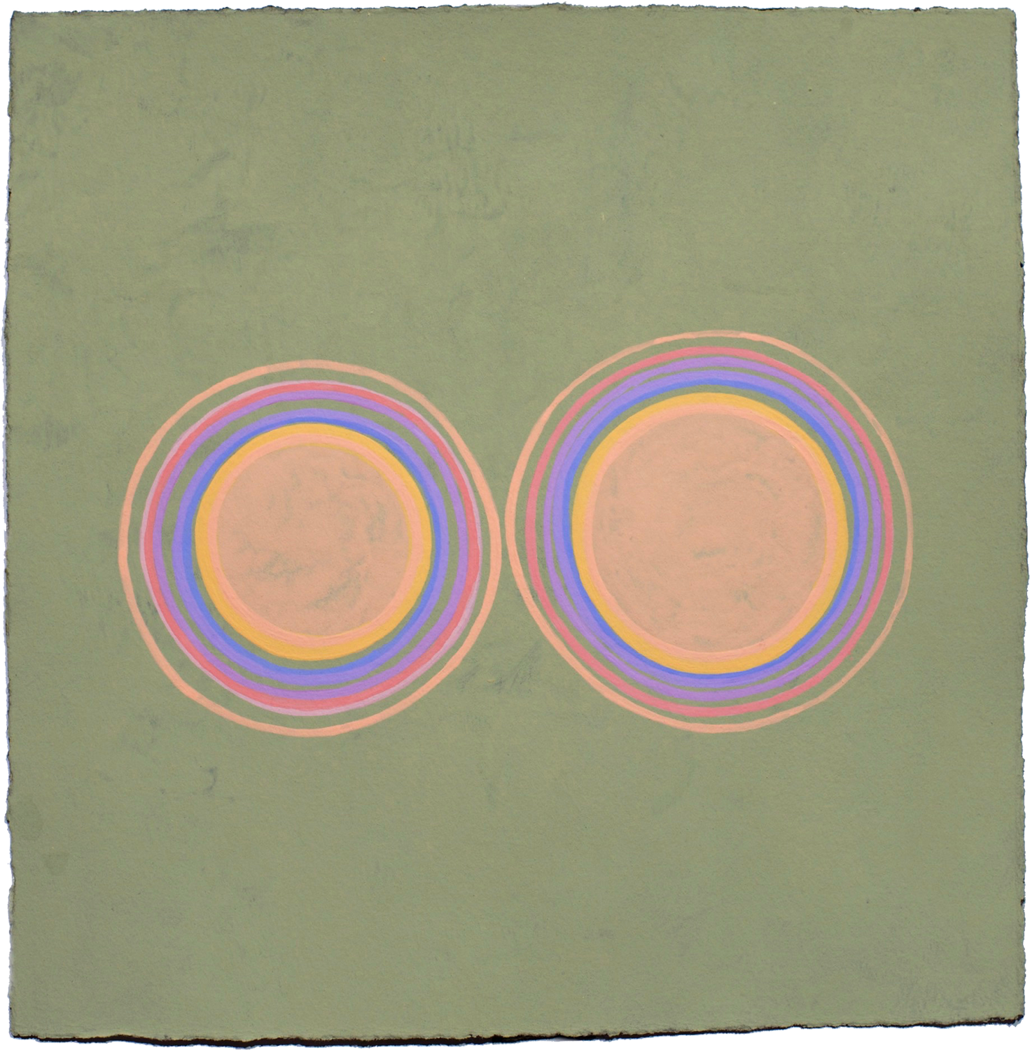 Two Orange Discs on Warm Grey